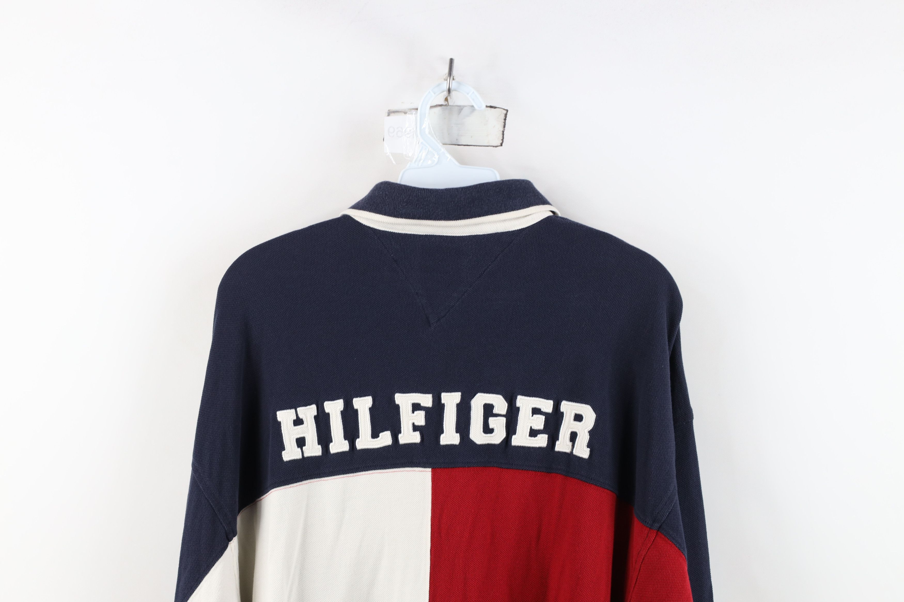 Tommy Hilfiger Vintage 90s Tommy Hilfiger Big Logo Long Sleeve Rugby Polo Size US L / EU 52-54 / 3 - 15 Thumbnail