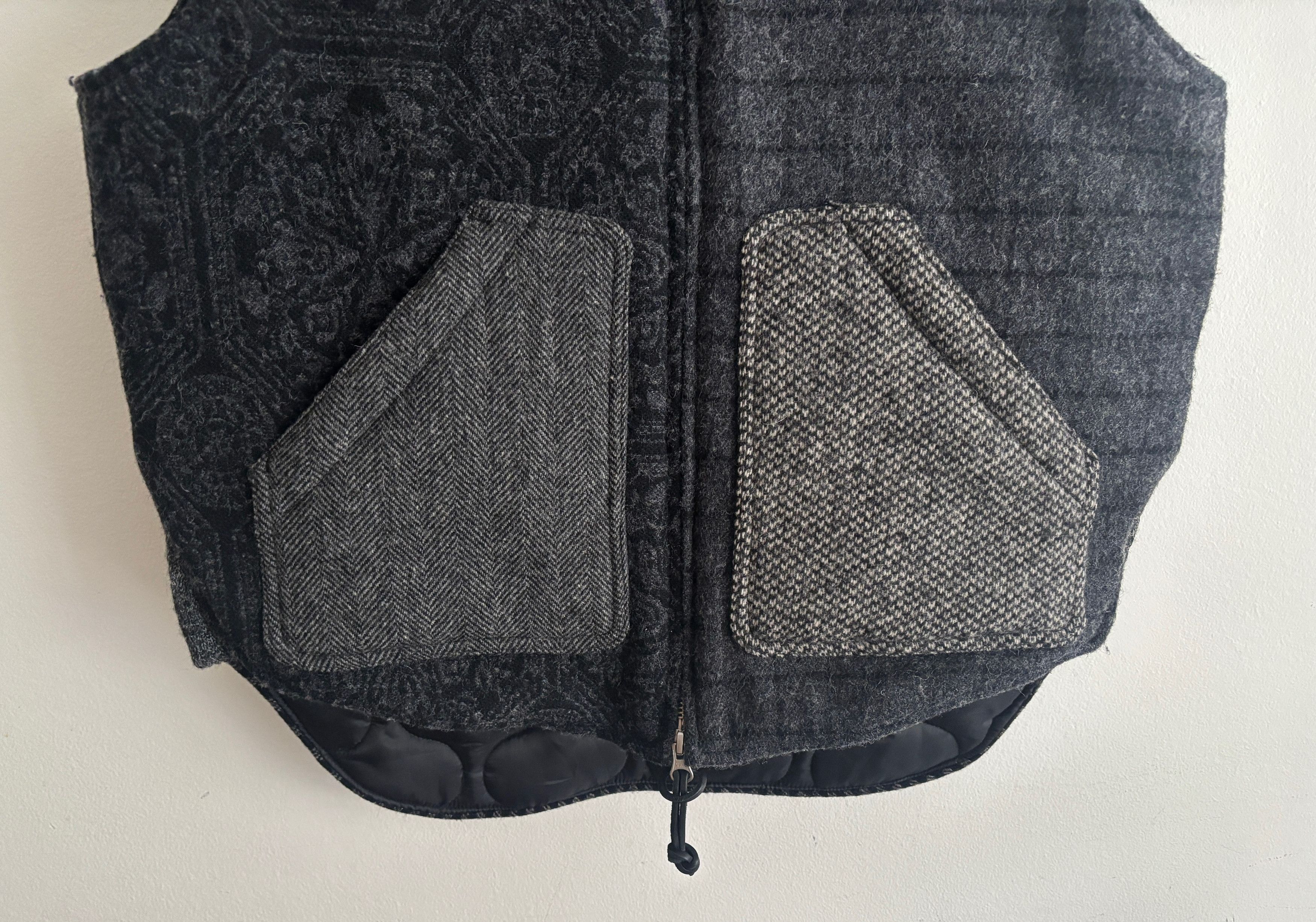 Monitaly $435 Black Grey Patchwork Wool Nylon Quilted Vest - 42 / L Size US L / EU 52-54 / 3 - 5 Thumbnail
