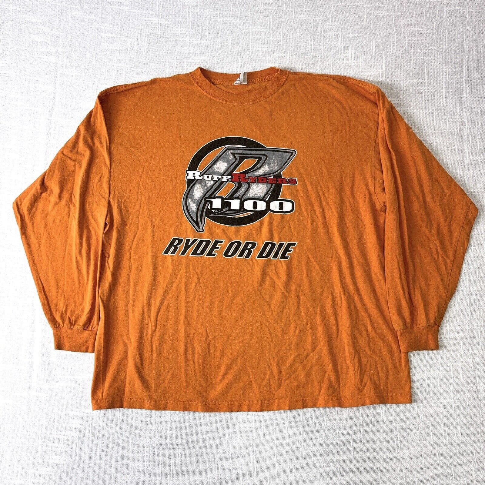 image of Rap Tees x Ruff Ryders Y2K Ruff Ryders Wink 1100 T Shirt 3Xl VTG Dmx Bike Rap Skate in Orange (Size