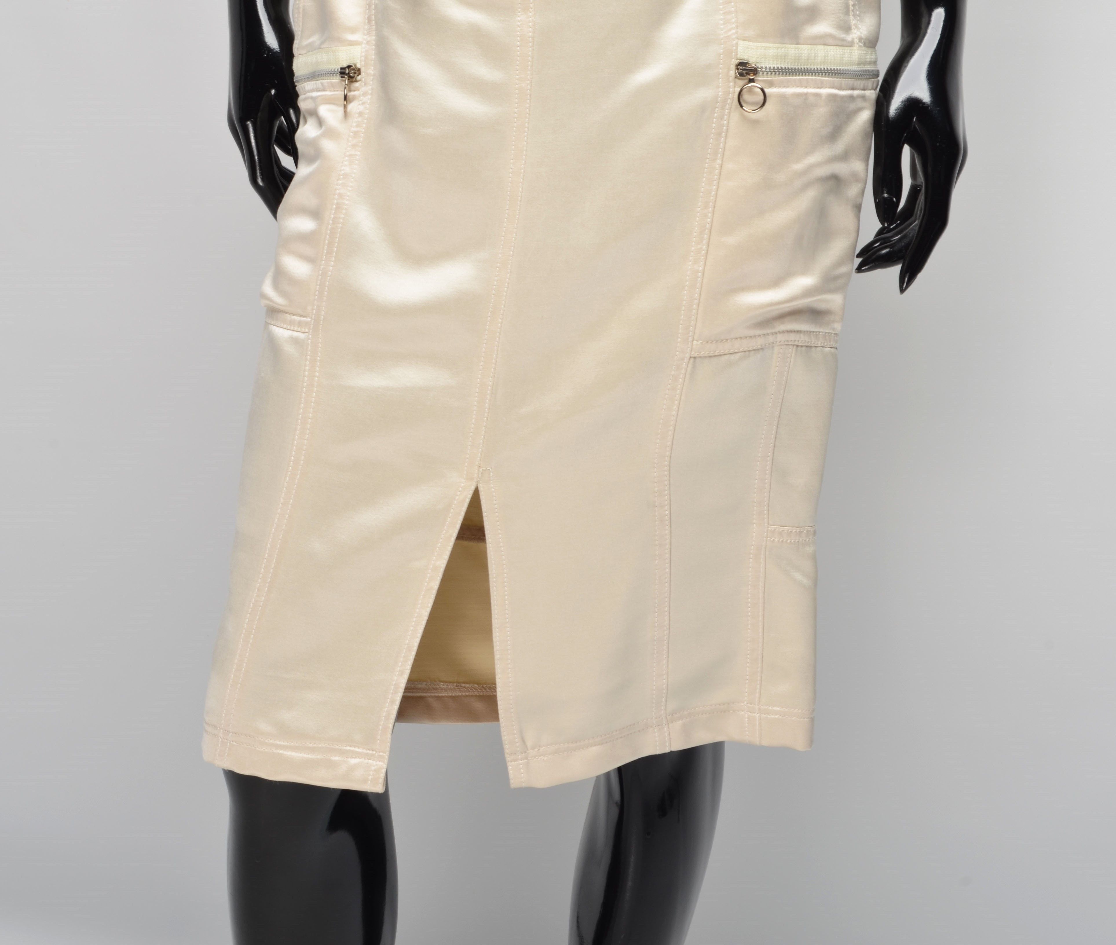 Emanuel Ungaro × Vintage Emanuel Ungaro Vintage Beige Silk Midi Skirt Size 30" / US 8 / IT 44 - 3 Thumbnail