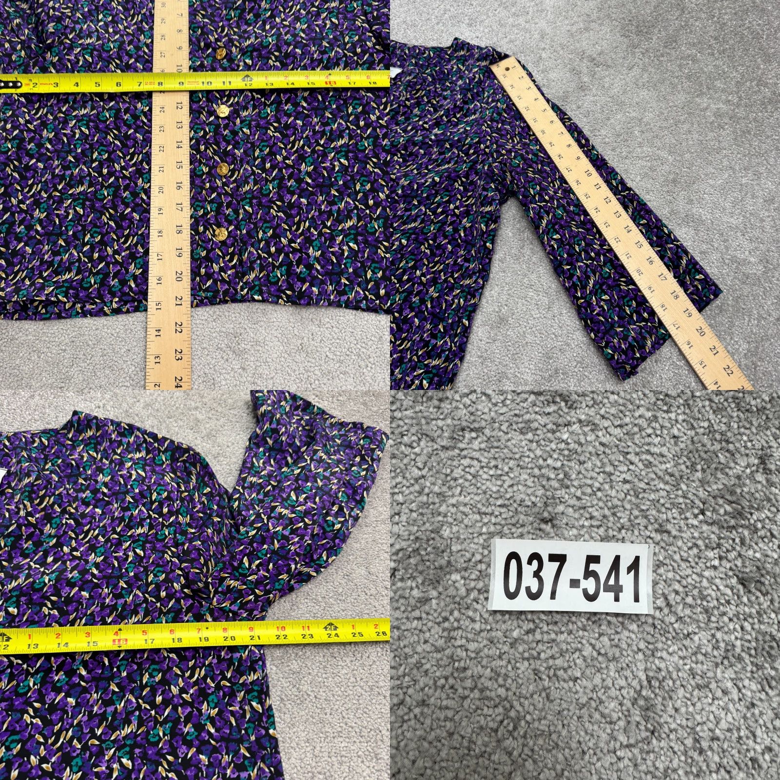 Vintage VINTAGE CB New York 90s Floral Blouse Womens 12 Purple Black Long Sleeve Floral Shirt Womens Regular Purple 90s Bohemian Retro Blouse Size XL / US 12-14 / IT 48-50 - 8 Thumbnail