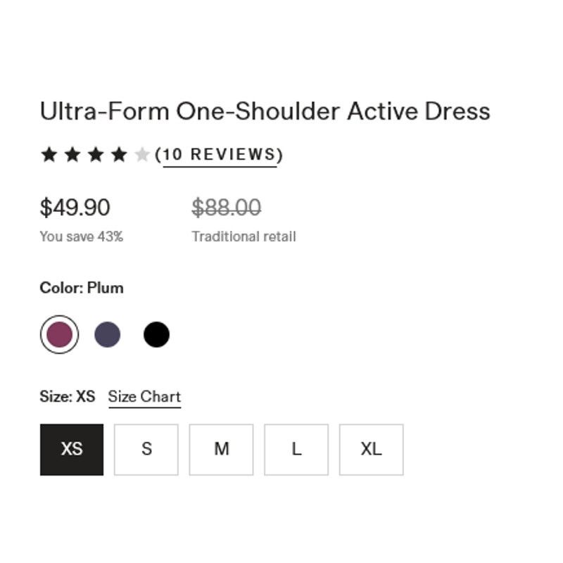 Quince Quince Ultra-Form OneShoulder Active Dress Plum Size XS NWOT Size XS / US 0-2 / IT 36-38 - 5 Thumbnail