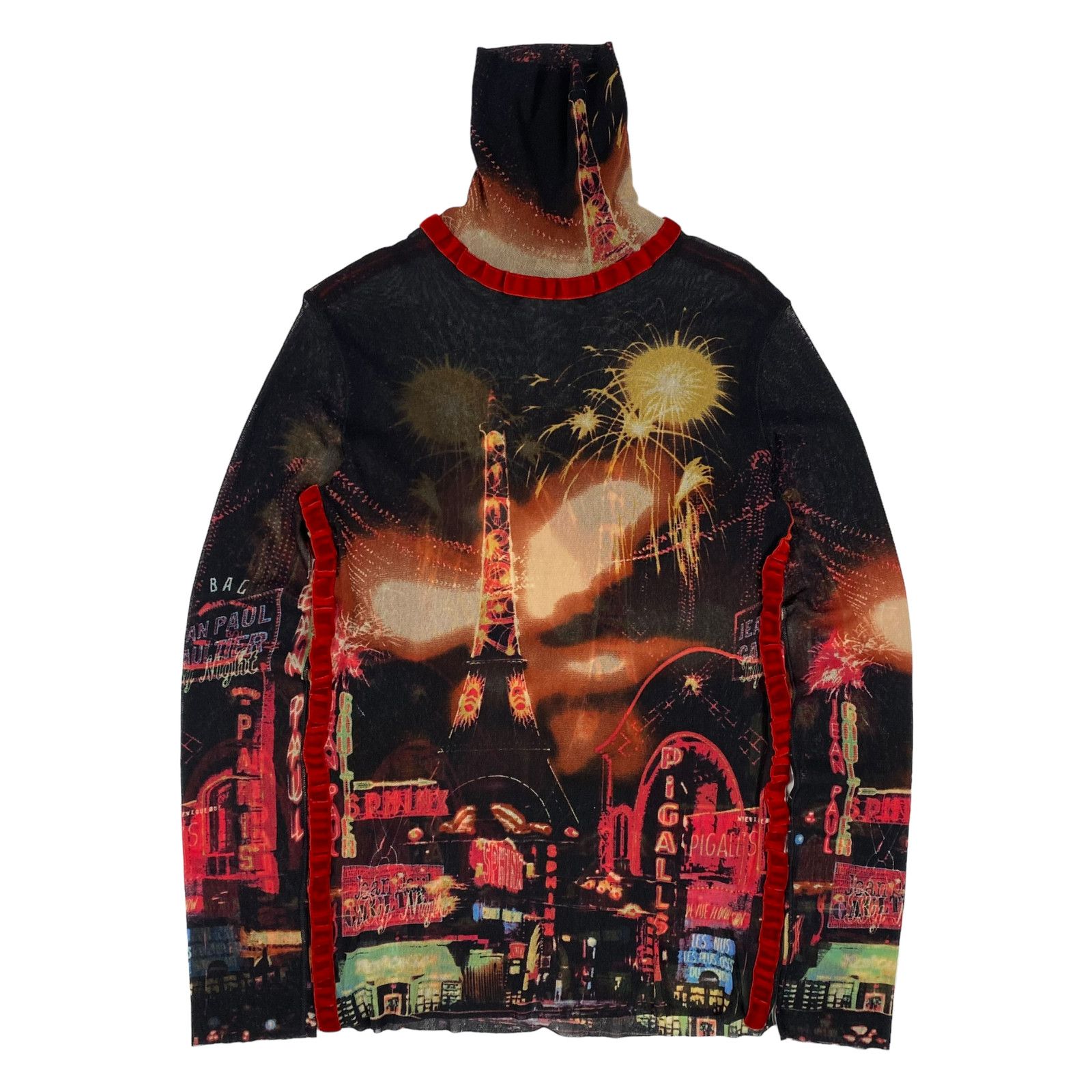 Jean Paul Gaultier JPG Black Red Pigalle Mesh Top Size L / US 10 / IT 46 - 1 Thumbnail