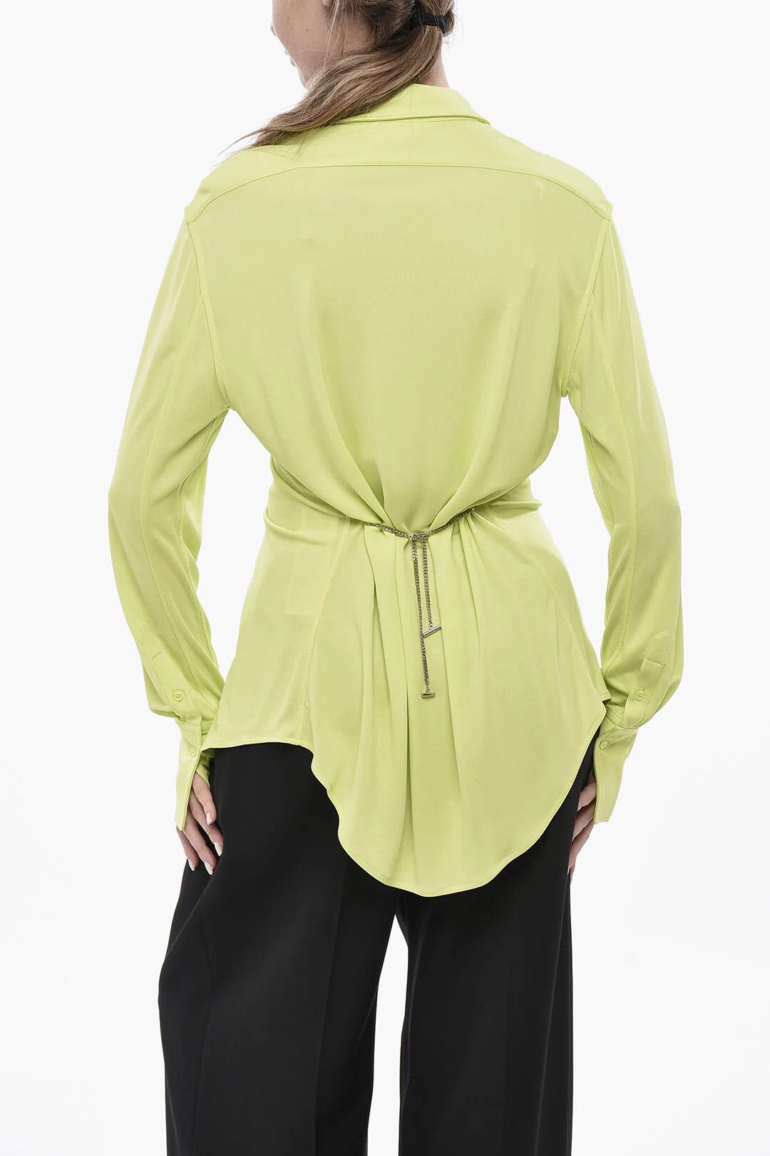 Alexander McQueen og1mm0426 Viscose Blouse in Lime Green Size M / US 6-8 / IT 42-44 - 2 Thumbnail