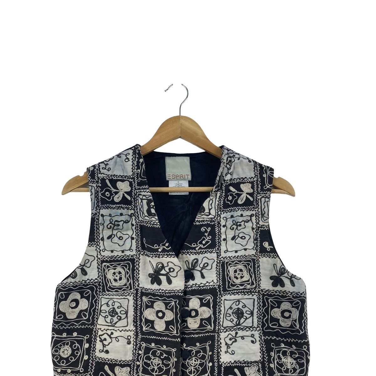Esprit Vintage 90s ESPRIT Floral Embroidered Cropped Waistcoat Size S / US 4 / IT 40 - 2 Thumbnail