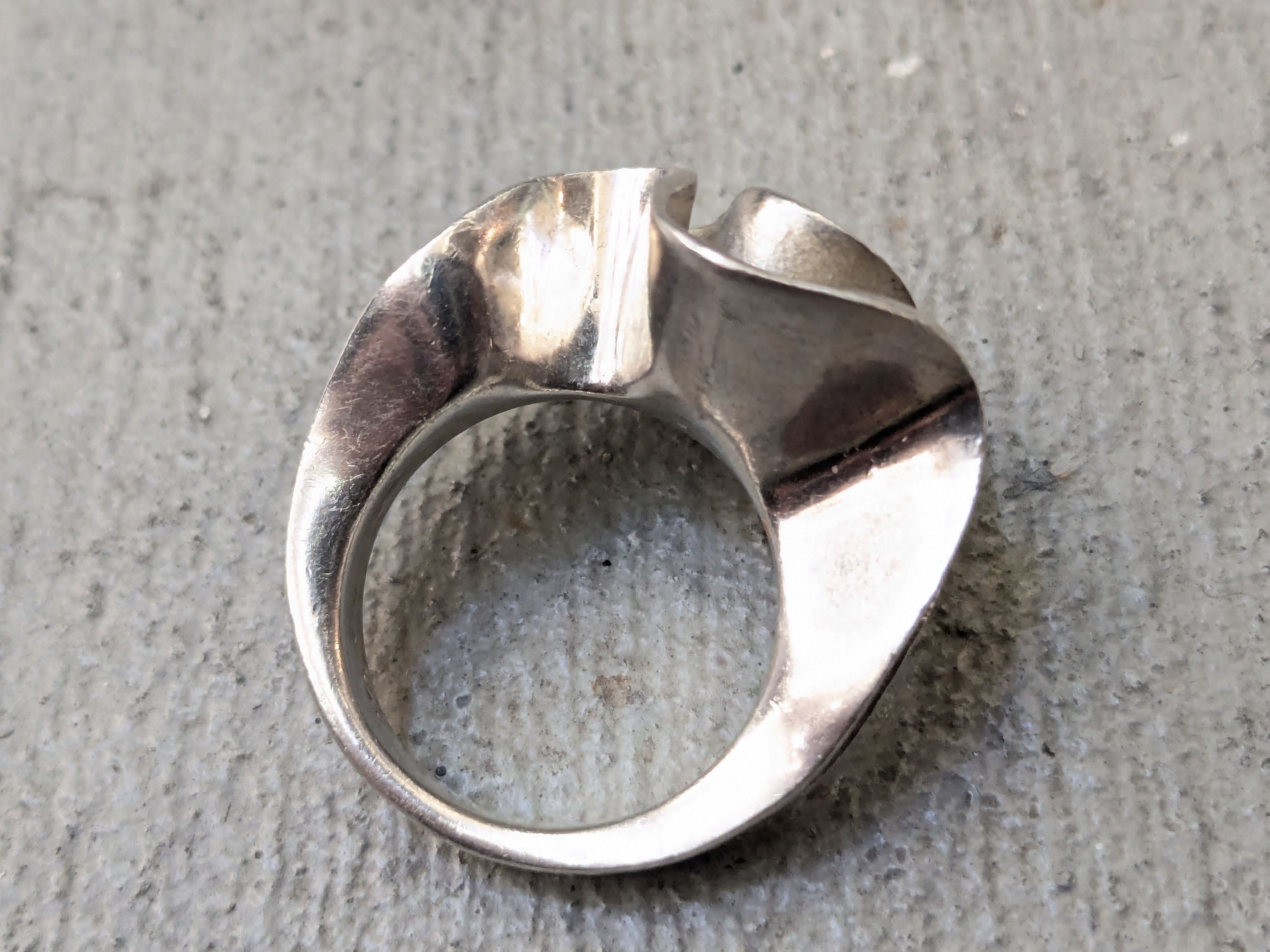 Other Vintage Sterling Silver Ring Pearl 7.5 Modern Abstract Size ONE SIZE - 7 Thumbnail