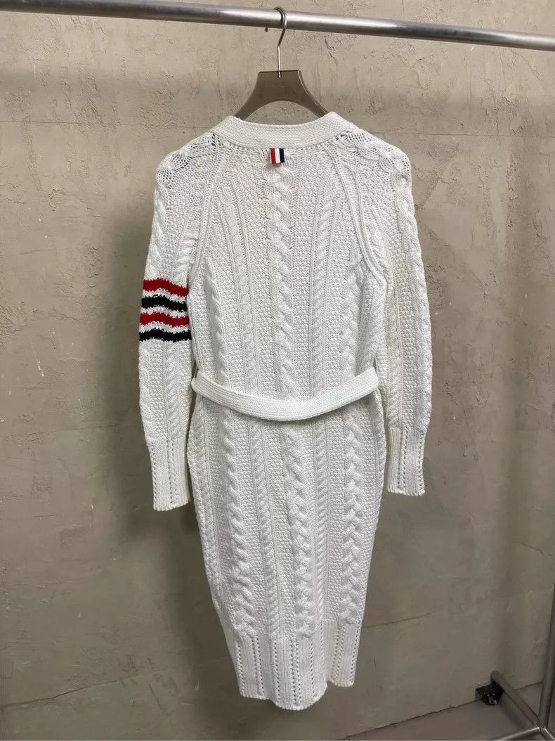 Thom Browne Thom browne Thom Browne White Four-Striped Knit Long Cardig Size S / US 4 / IT 40 - 2 Thumbnail