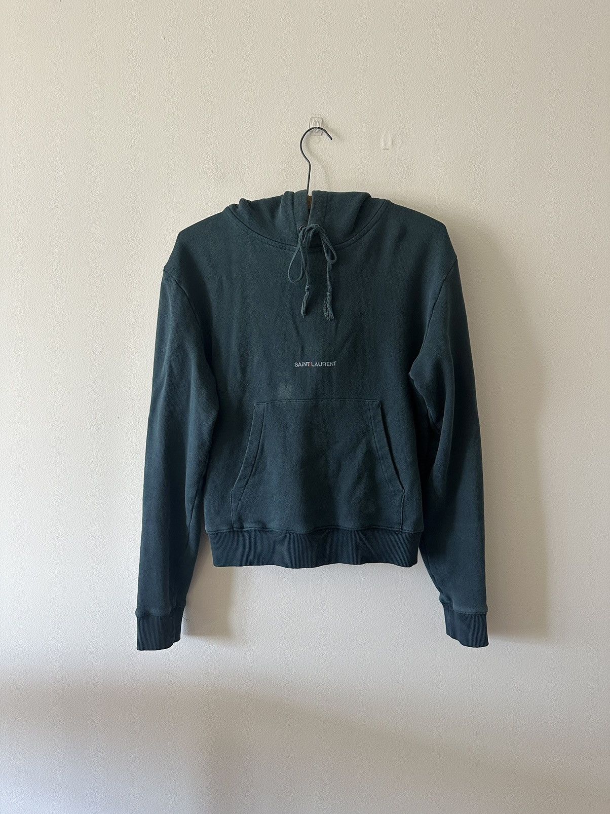 Saint Laurent Paris Saint Laurent YSL Green Spellout Logo Hoodie Pullover XS Size XS / US 0-2 / IT 36-38 - 1 Thumbnail
