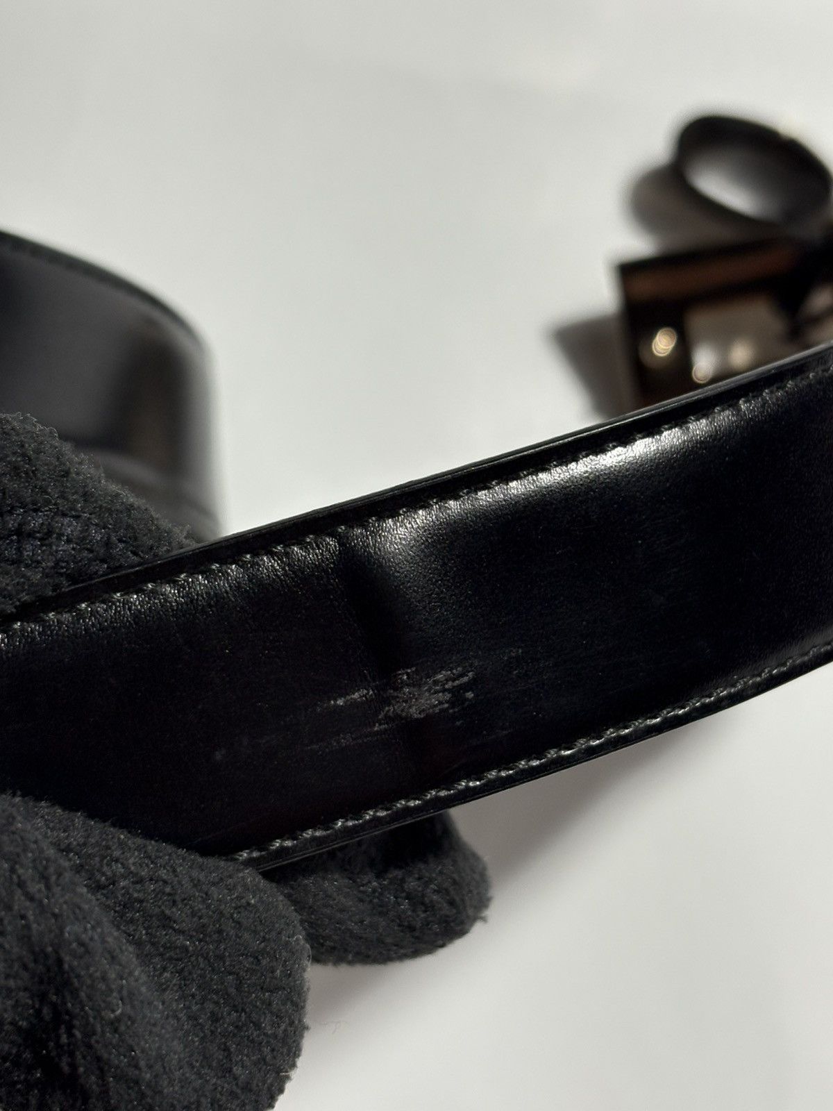 Gucci VINTAGE GUCCI-TOM FORD BLOCK G BLACK LEATHER BELT Size 42 - 5 Thumbnail