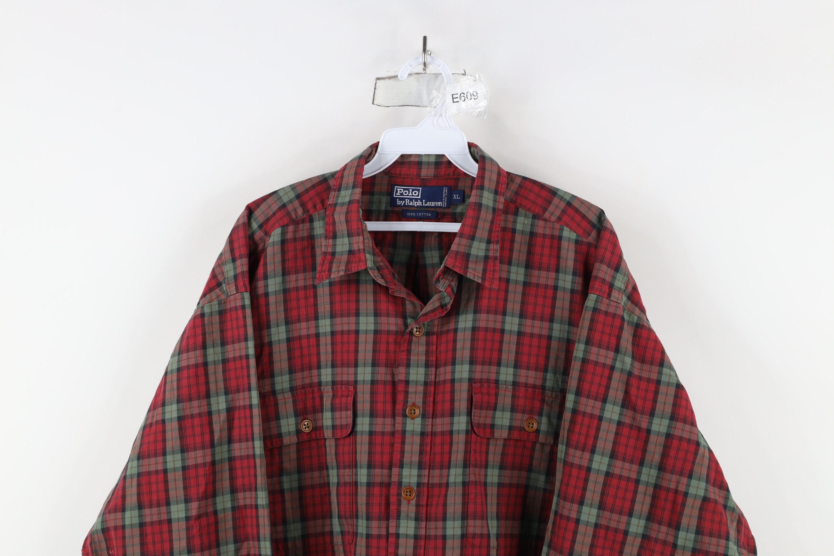Ralph Lauren × Vintage Vintage 90s Ralph Lauren Pocket Collared Button Shirt Plaid Size US XL / EU 56 / 4 - 2 Thumbnail
