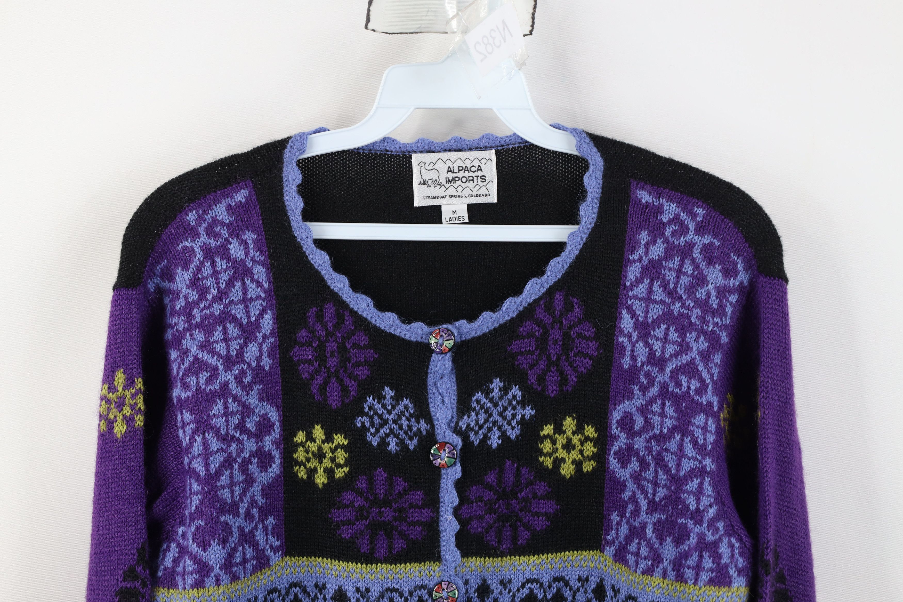 Vintage Vintage 90s Streetwear Blend Flower Knit Cardigan Sweater Size M / US 6-8 / IT 42-44 - 2 Thumbnail