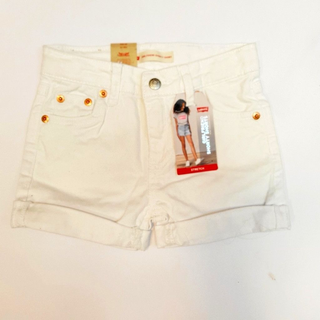 Levi's Girl's Levi's White Girlfriend Shorty Shorts Denim Size 6x Size 22" - 1 Thumbnail