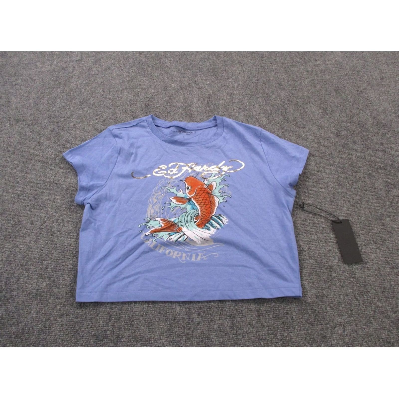 Ed Hardy Ed Hardy Shirt Womens L Purple Grunge California Cropped Casual Tee Womens L Purple Grunge California Cropped Tee Size L / US 10 / IT 46 - 2 Thumbnail