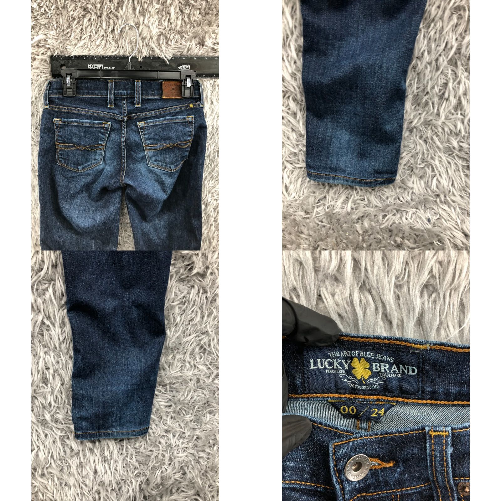Lucky Brand Lucky Brand Charlie Skinny Jeans Size 00 Womens Dark Wash Blue Knee Wear Denim 5-Pocket Regular Slim Size 24" / US 00 / IT 34 - 8 Thumbnail