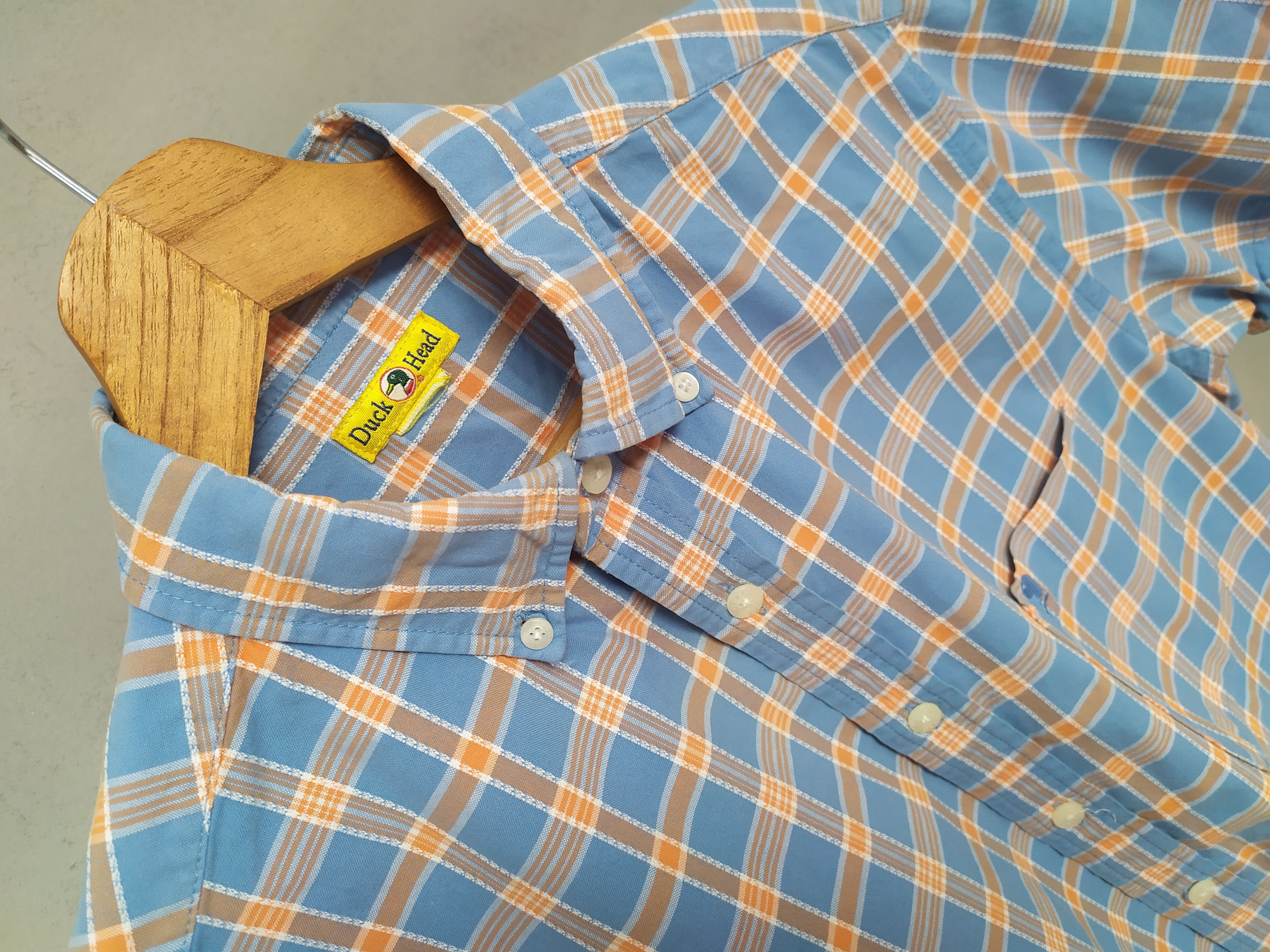 Duck Head Blue Men's Checkered Shirt Duck Head L Cotton Short Sleeve Size US L / EU 52-54 / 3 - 8 Thumbnail