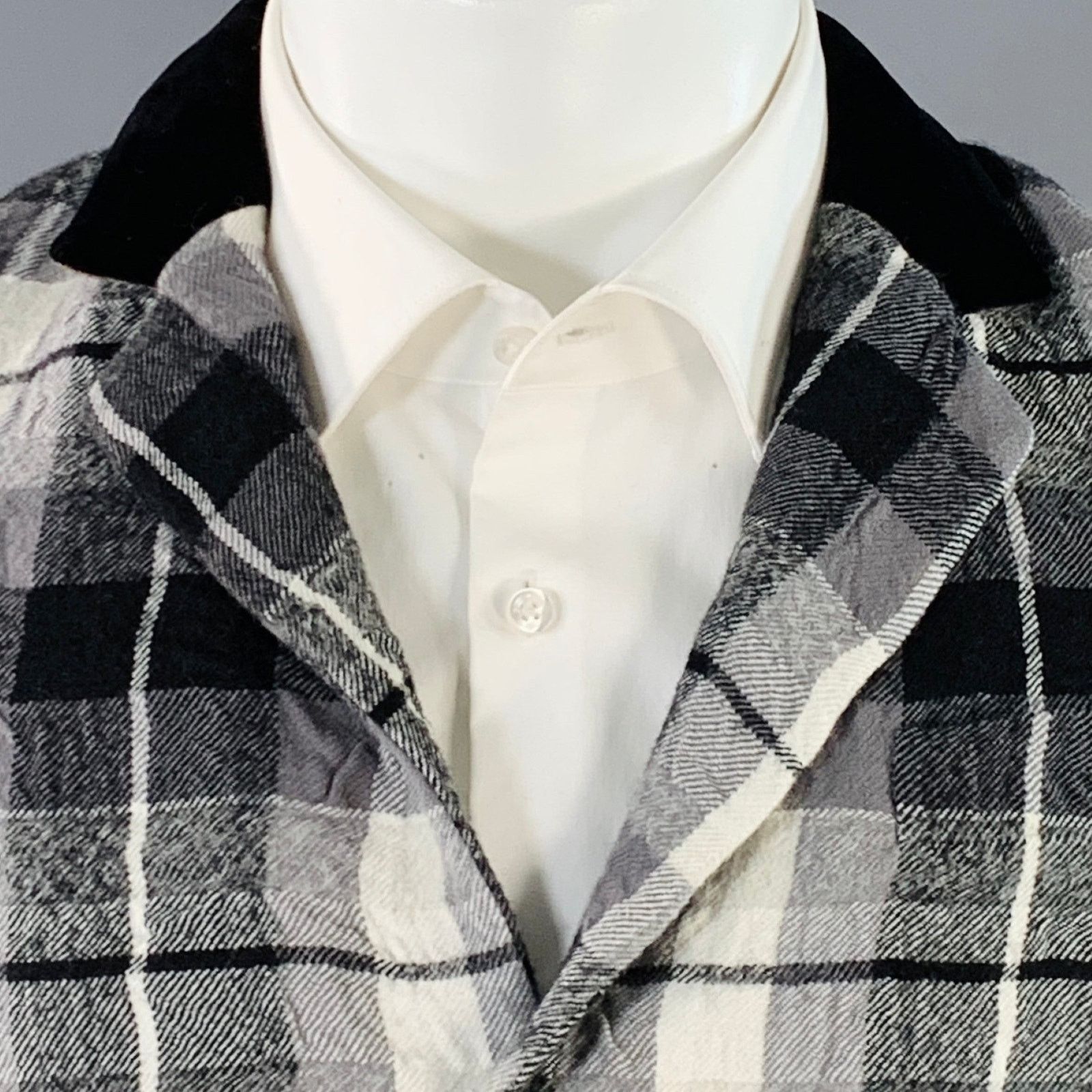 Haider Ackermann HAIDER ACKERMANN Grey Black White Wool Cotton Sport Coat Size 34R - 2 Thumbnail