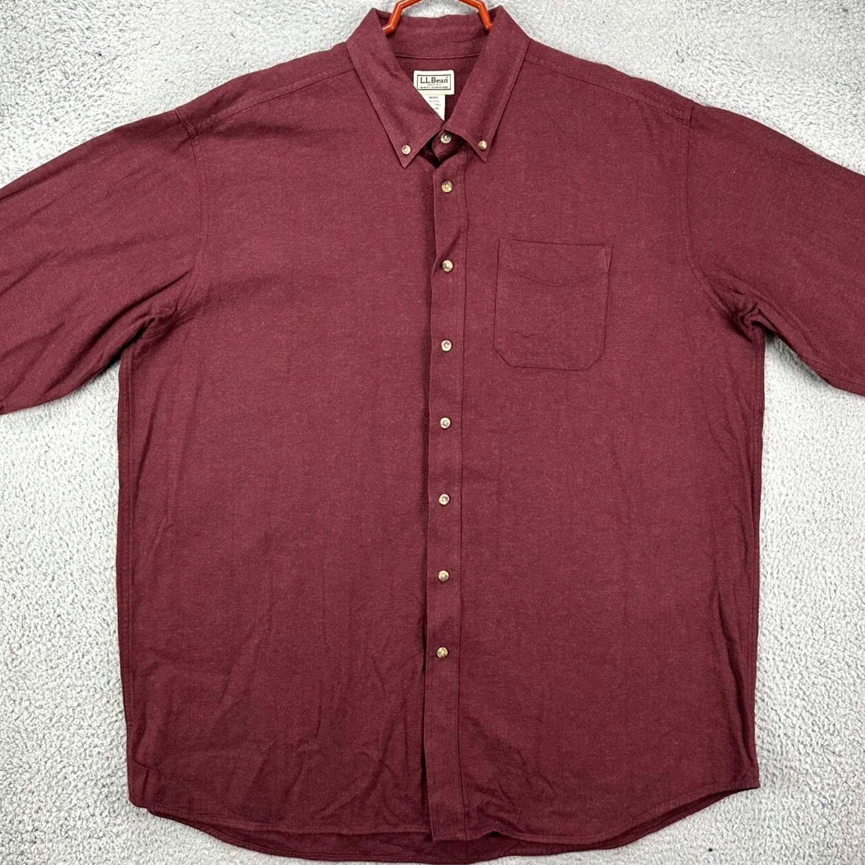 Vintage L.L. Bean Shirt Thick Flannel Men 2XL Tall Maroon Pocket Button Down Long Sleeve Shirt Mens 2XLT Red Pocket Button-Down Flannel 100% Cotton Size US XXL / EU 58 / 5 - 3 Thumbnail