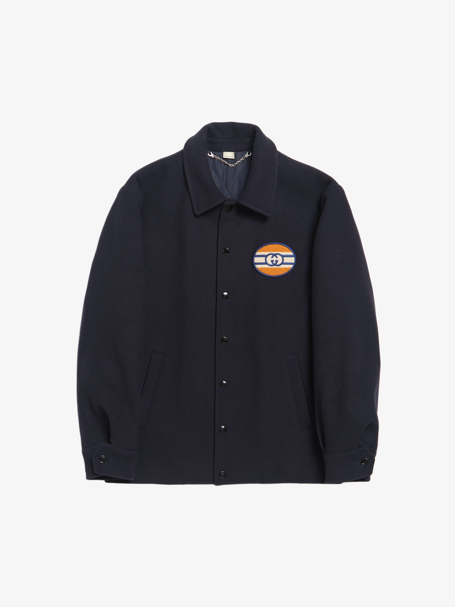Gucci Navy Blue Logo Woolen Jacket Size US S / EU 44-46 / 1 - 1 Thumbnail