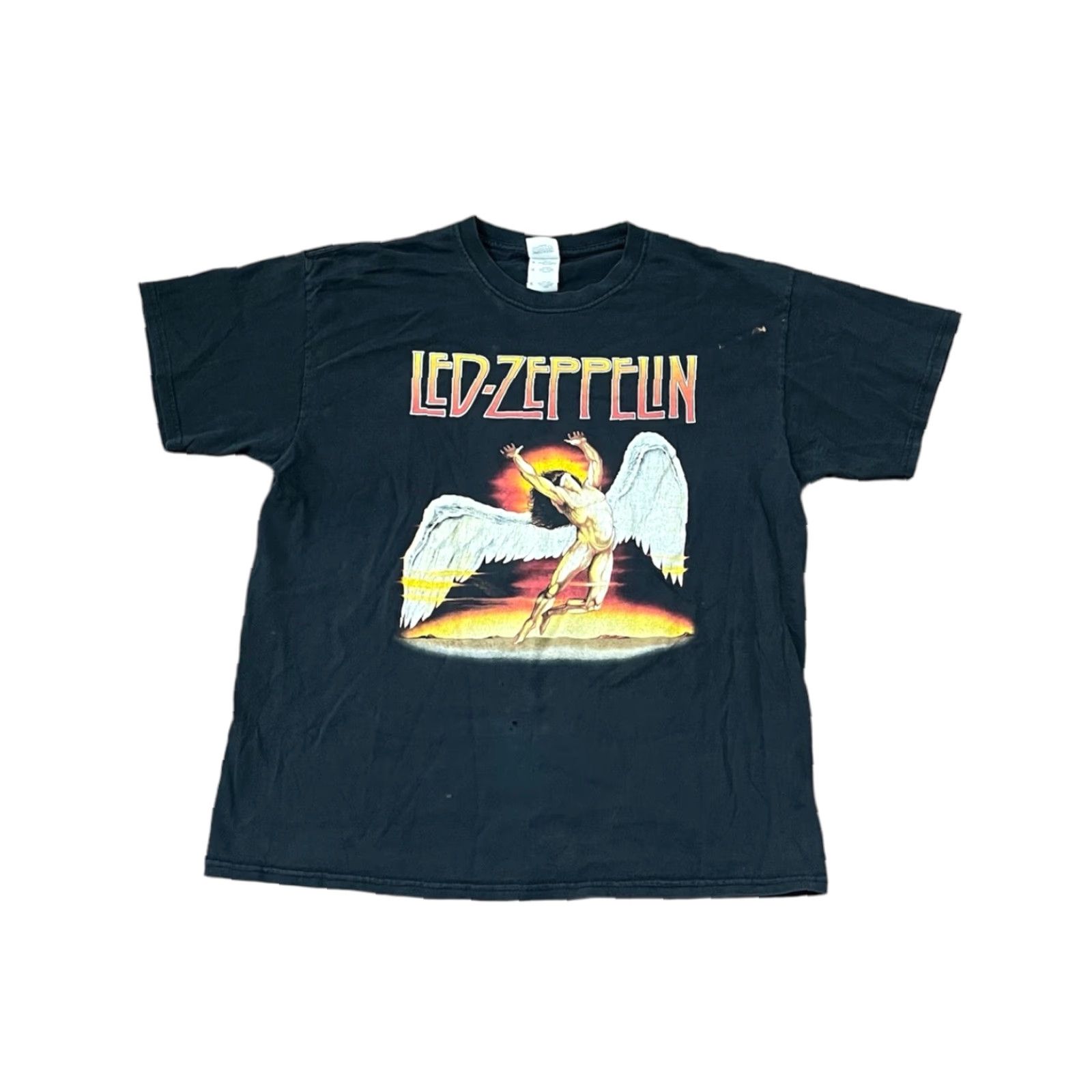 VINTAGE Led Zeppelin Icarus Swan Song Band T-Shirt Mens XL Black 90s Music Page Plant