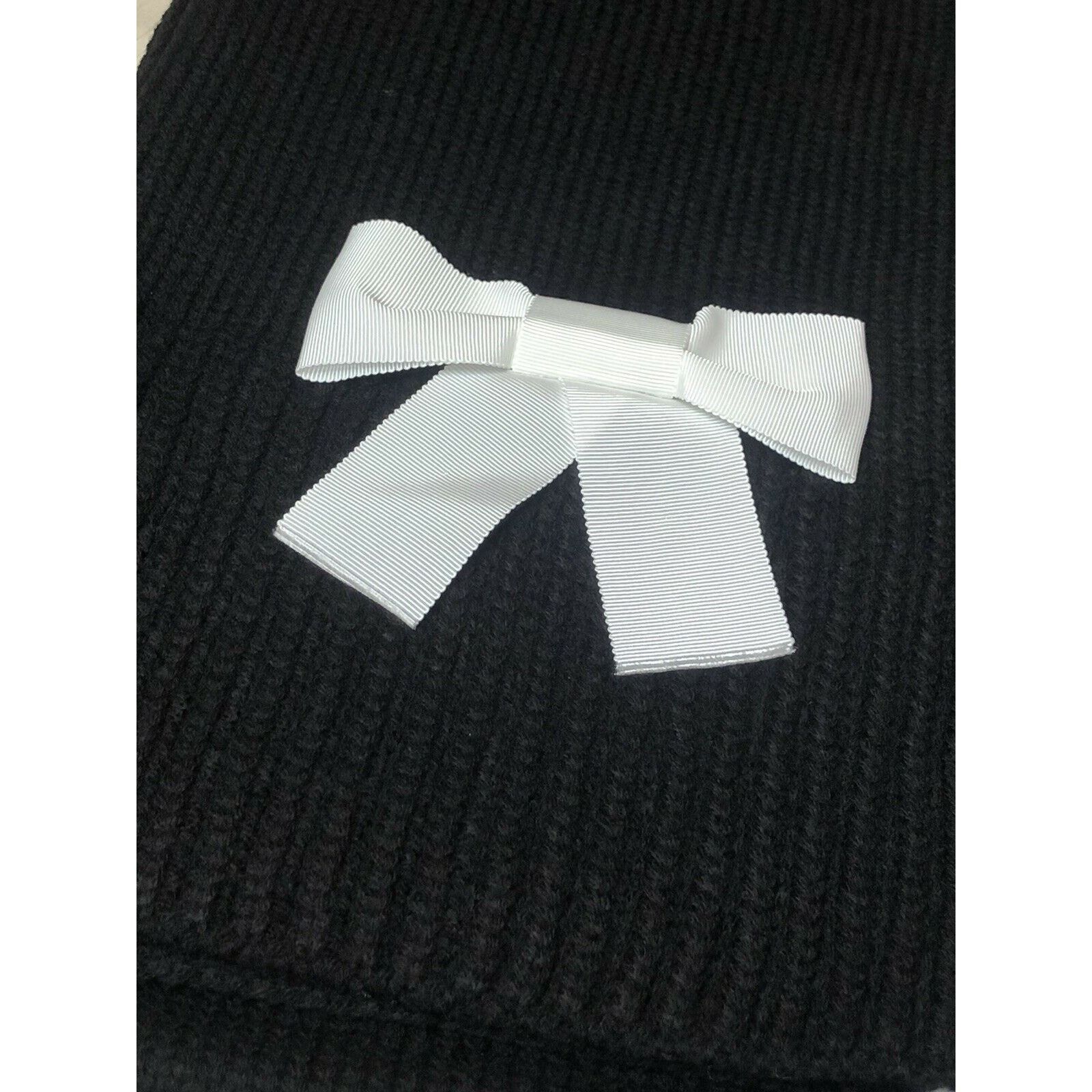 Kate Spade Kate Spade Grosgrain Bow Muffler Knit Scarf Black Size ONE SIZE - 6 Thumbnail