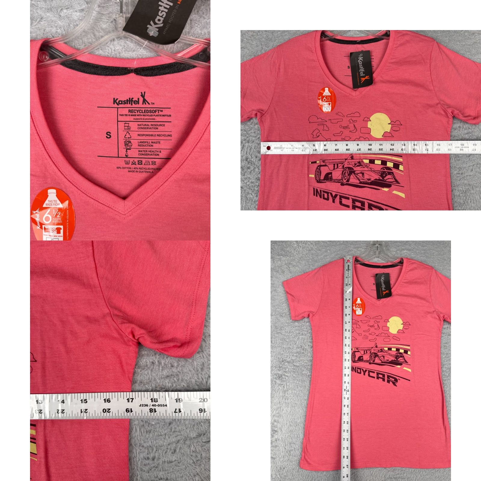 Pinko Kastfel Indycar Shirt Womens Small Pink Indy Racing Short Sleeeve V-Neck Polycotton Tag T-Shirt Casual Size S / US 4 / IT 40 - 8 Thumbnail