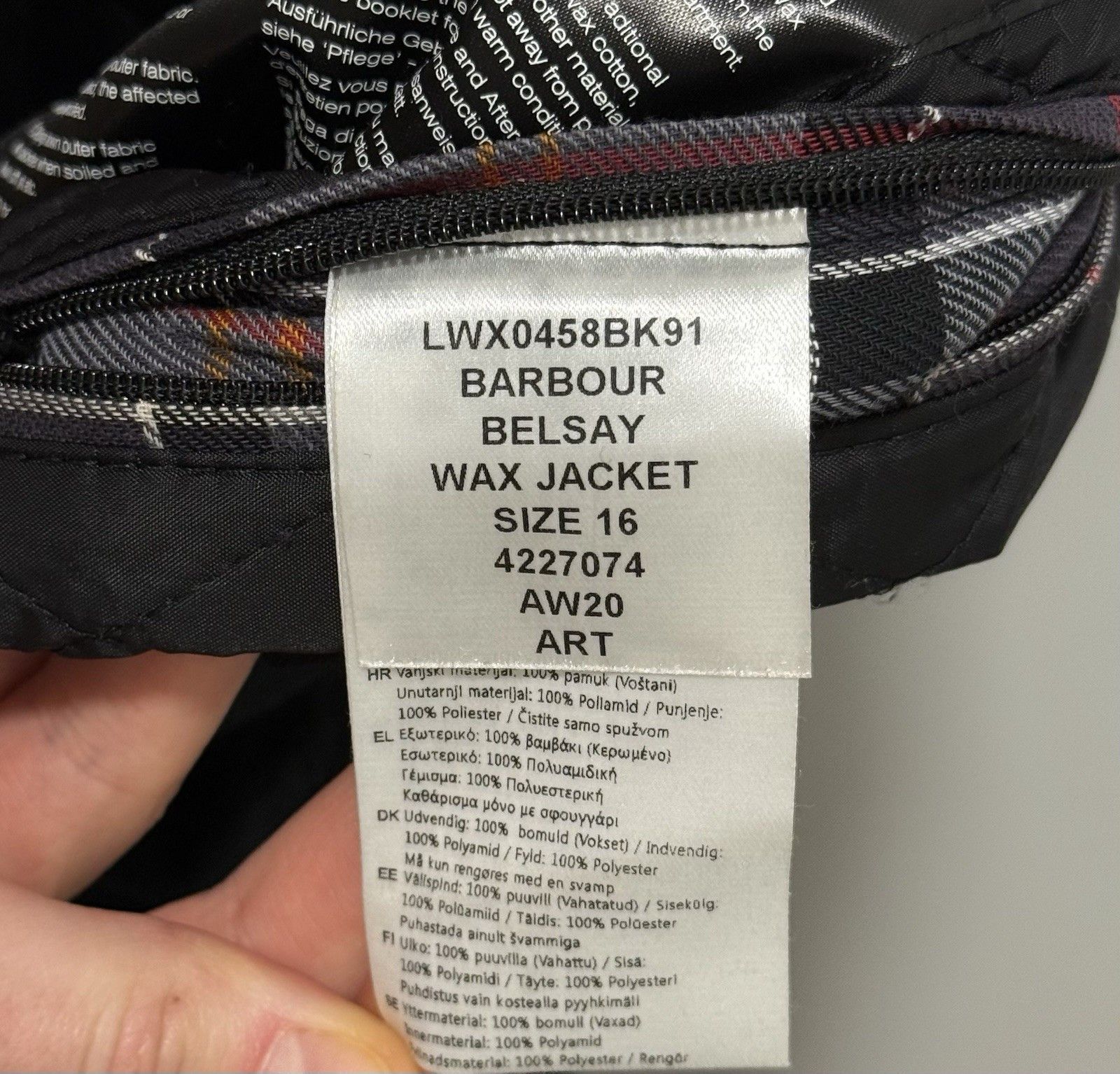 Barbour Barbour Belsay Wax Cotton Jacket Ladies Waxed Coat Tartan Size XL / US 12-14 / IT 48-50 - 17 Thumbnail