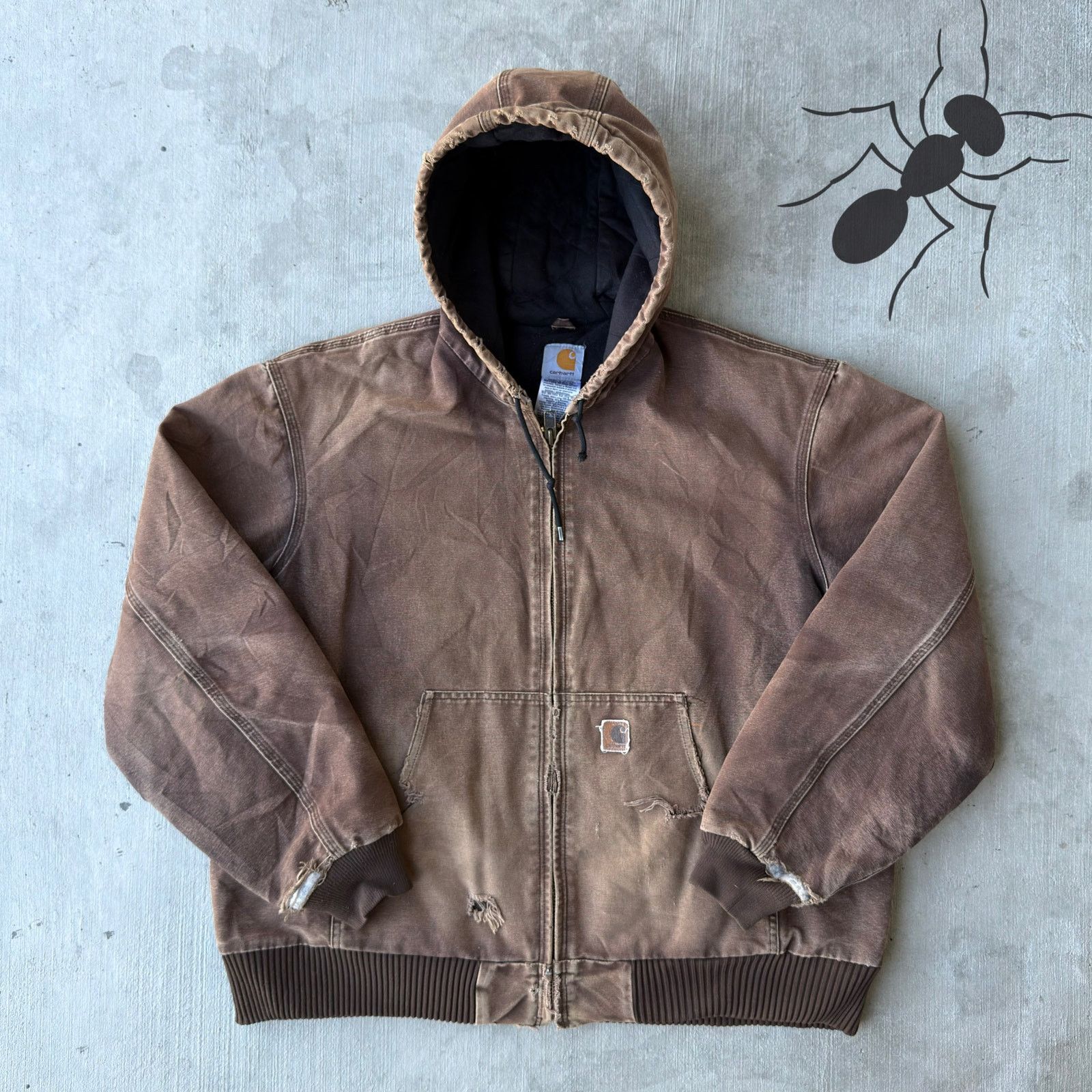 Carhartt × Vintage Vintage Y2K Carhartt J130 DKB brown hooded work wear jacket Size US XL / EU 56 / 4 - 1 Thumbnail
