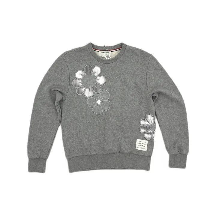 Thom Browne Thom Browne Gray Floral Embroidered Sweatshirt -2507 Size US S / EU 44-46 / 1 - 8 Thumbnail