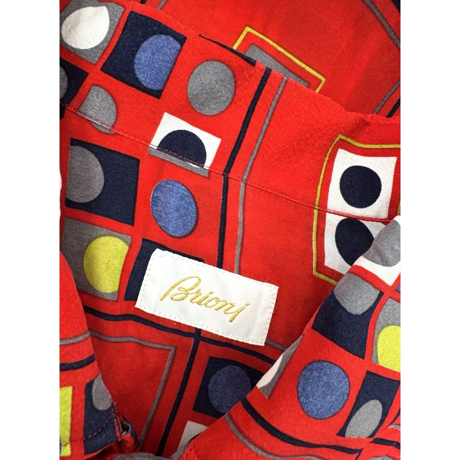 Brioni BRIONI Italy - Colorful Geometric Rayon Mens XL Shirt Size US XL / EU 56 / 4 - 5 Thumbnail