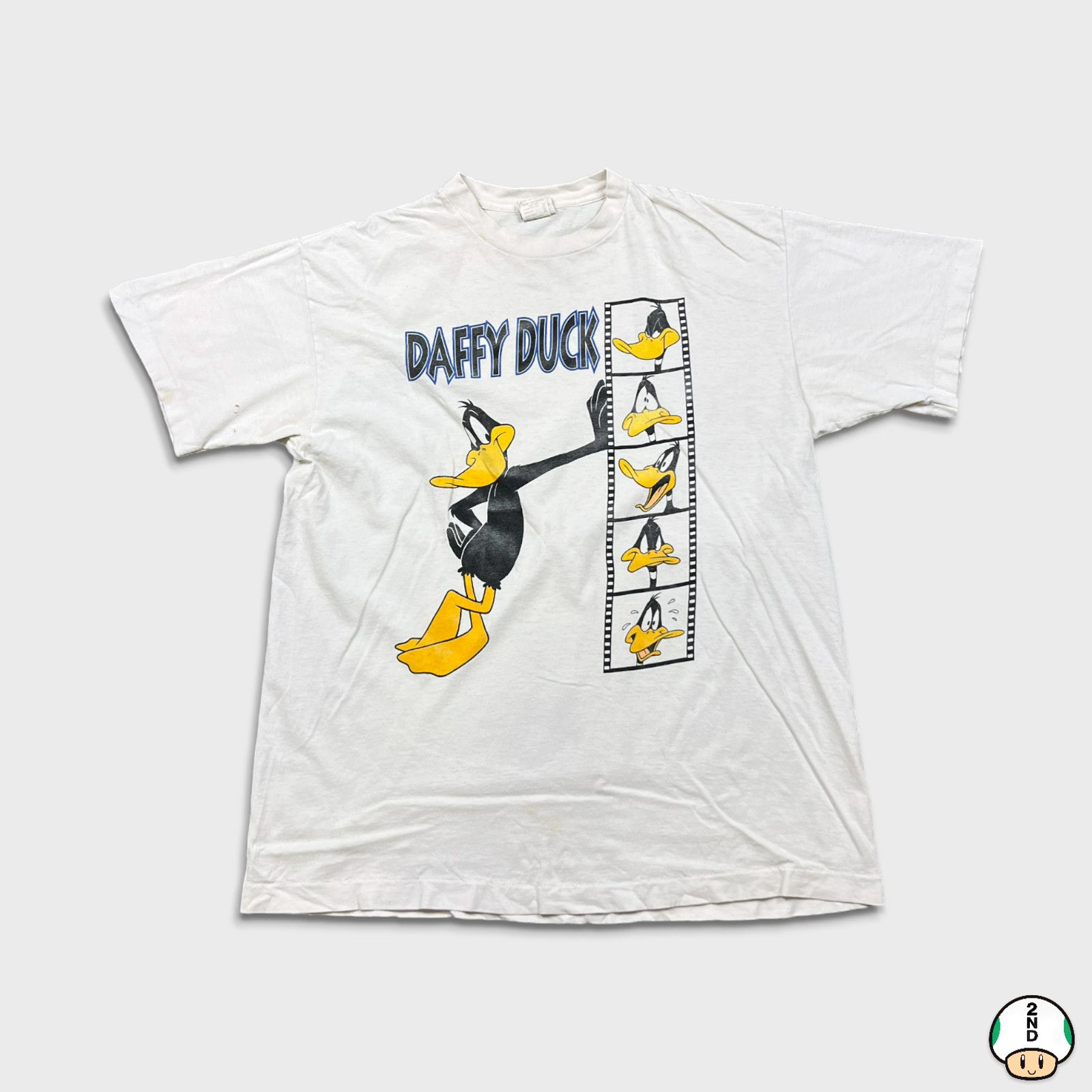 Cartoon Network × Vintage × Warner Bros 1991 Looney Tunes Daffy Duck T Shirt Warner Bros Cartoon Tee Size US XL / EU 56 / 4 - 2 Thumbnail