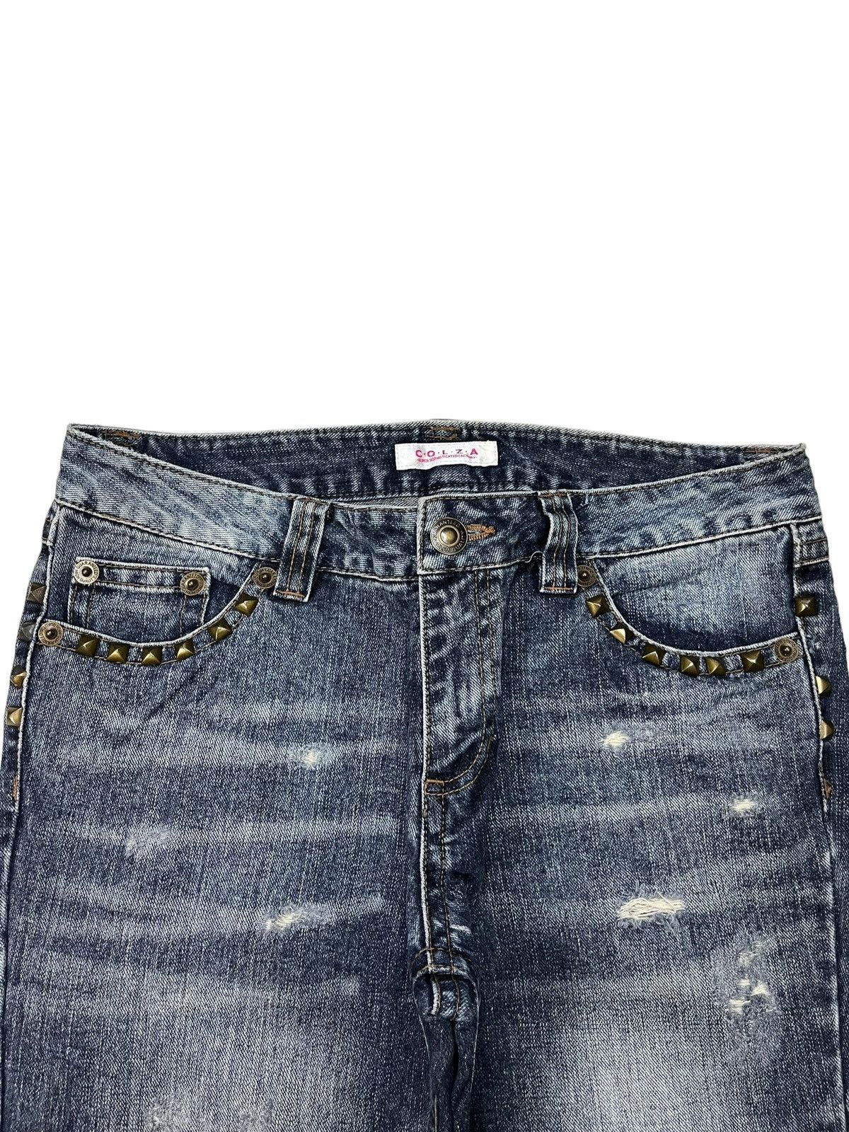 Japanese Brand × Seditionaries Vintage Japanese Brand Blue Wash Studded Flare Jeans Size 31" - 4 Thumbnail
