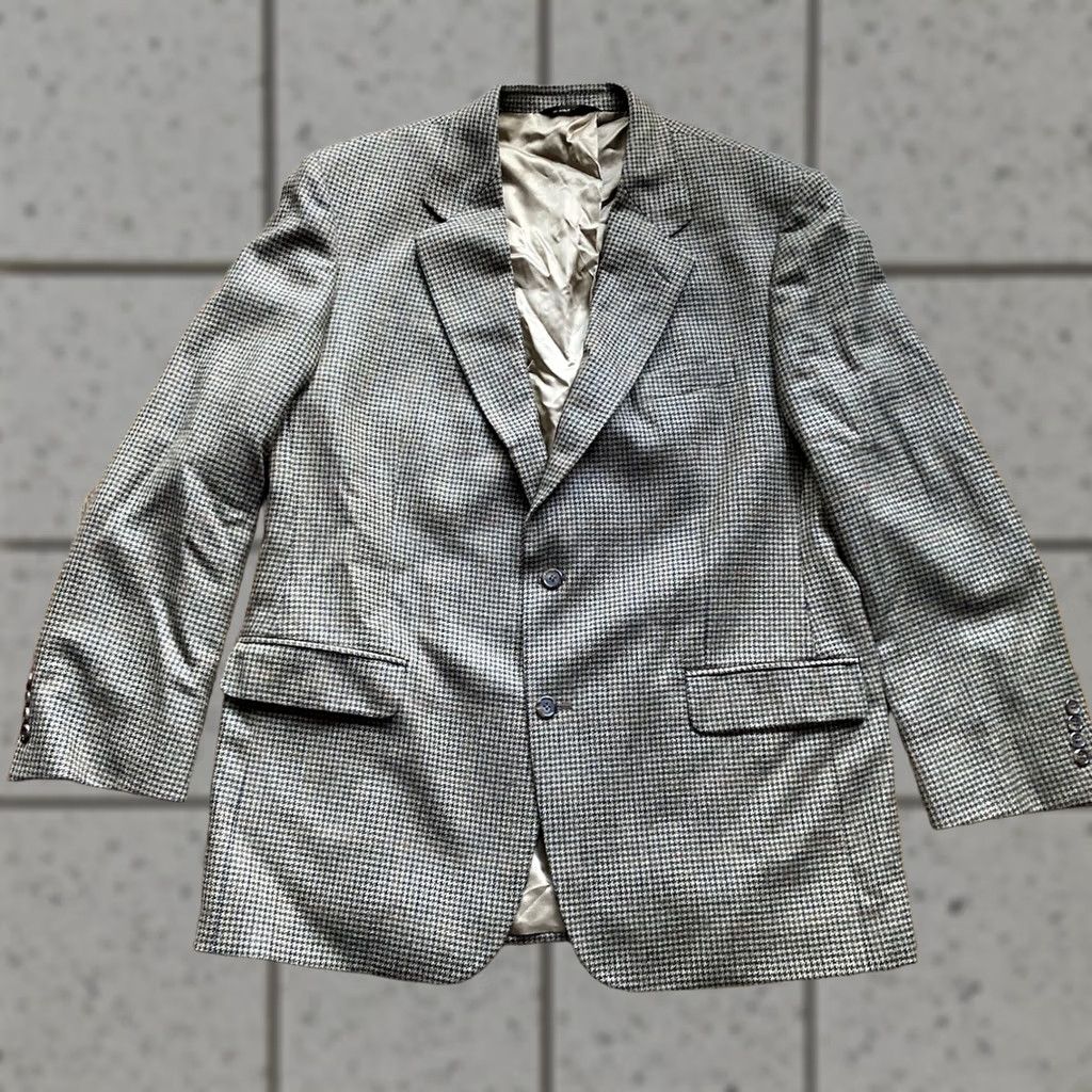 Brooks Brothers VINTAGE Brooks Brothers Mens Beige Houndstooth Lambswool Jacket Blazer Sport Coat 44R Size 44R - 1 Thumbnail