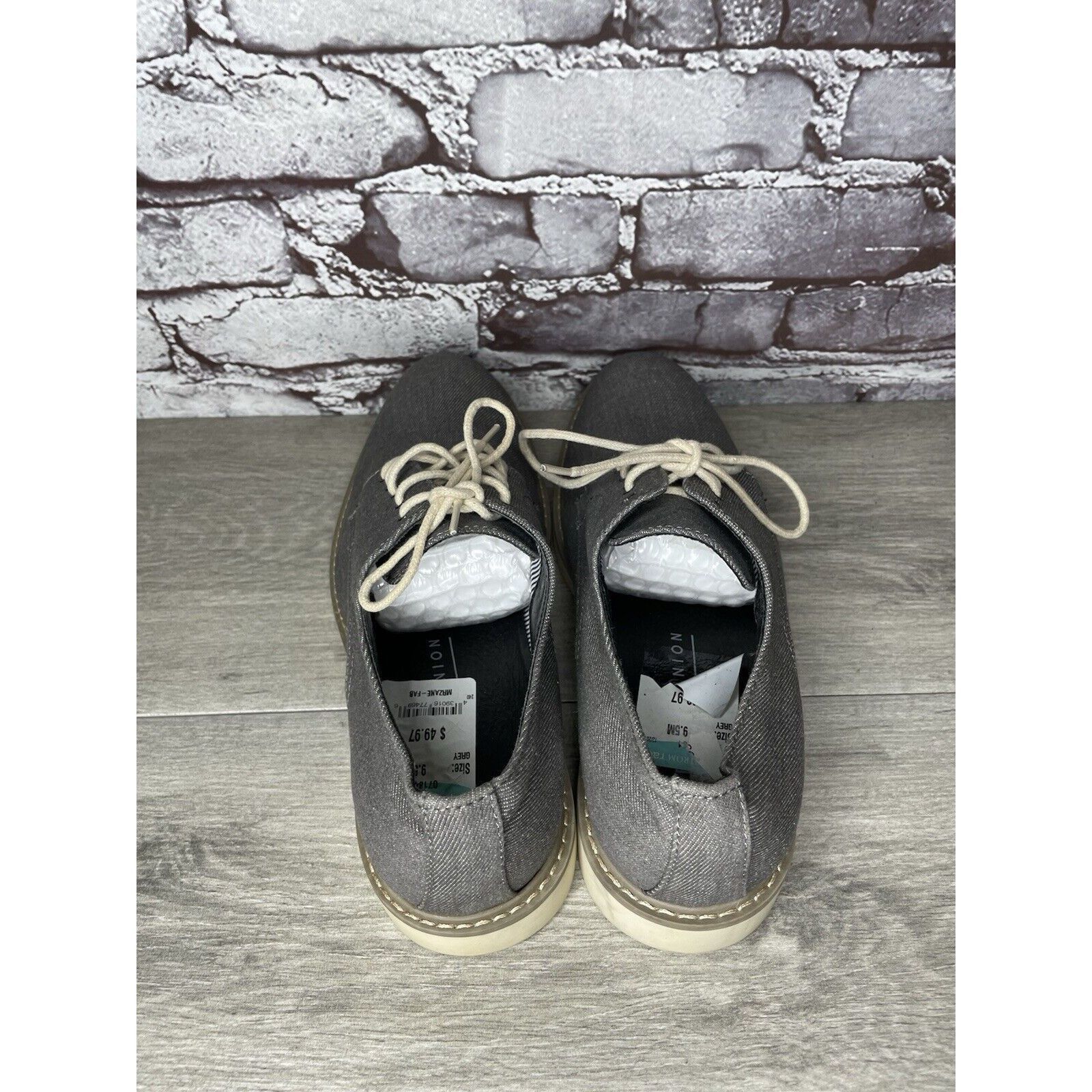 Public Opinion Public Opinion Gray Derby Oxfords Textured Fabric Casual Lac Size US 9.5 / EU 42-43 - 6 Thumbnail