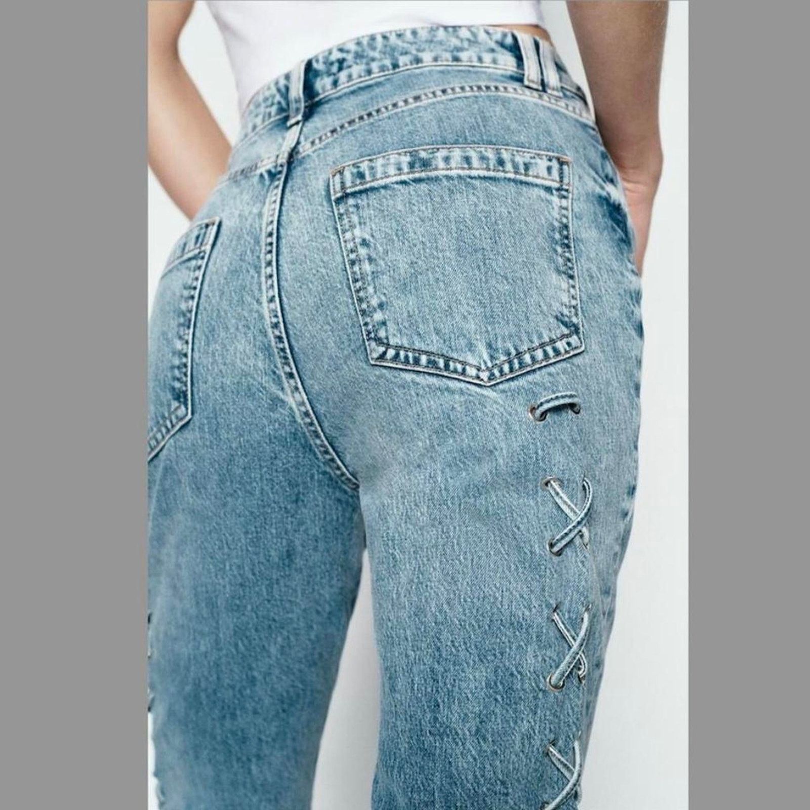 Zara Zara denim jeans with lace up Size 27" / US 4 / IT 40 - 2 Thumbnail