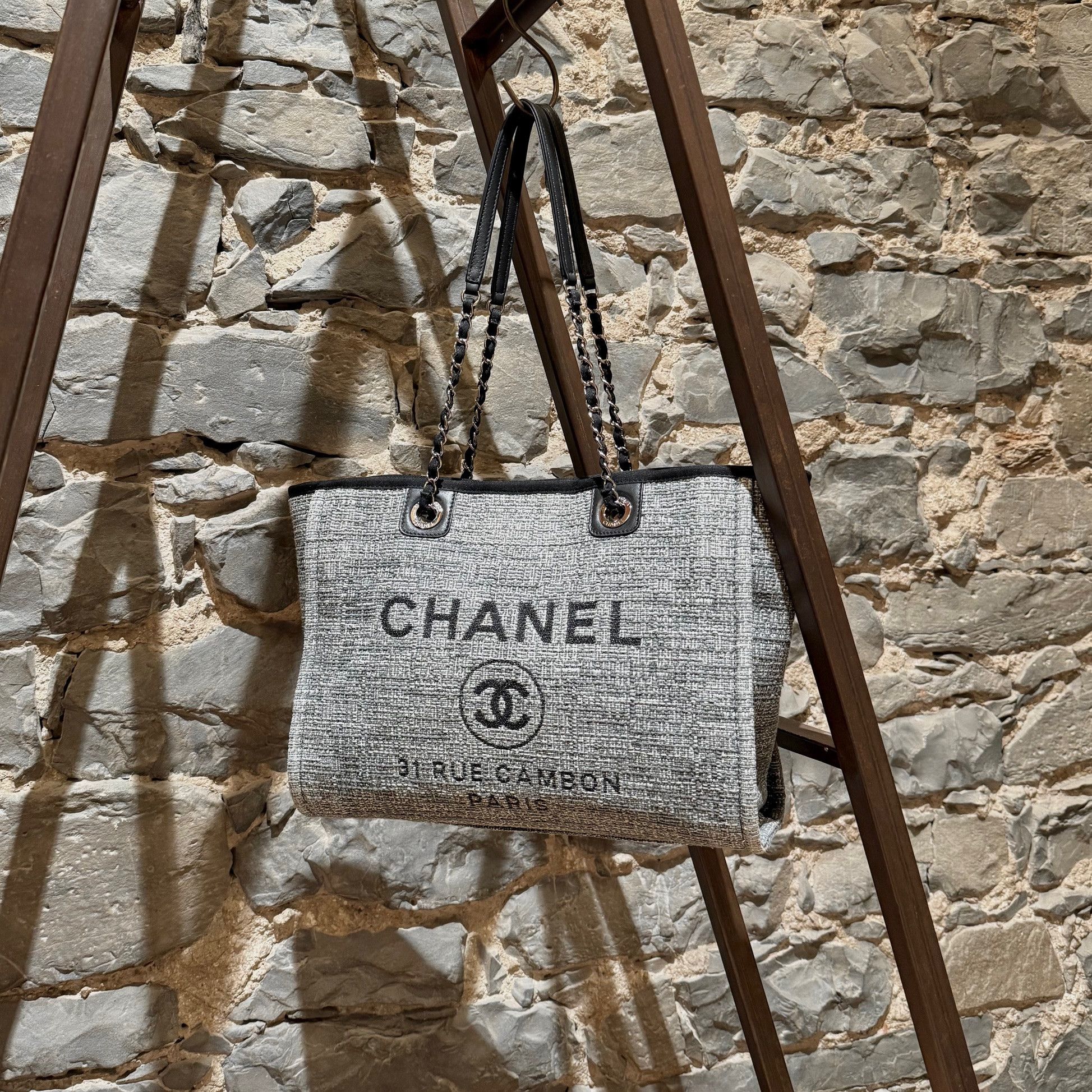 Chanel Chanel 2018 Black Grey Tweed Small Deauville Tote Bag Size ONE SIZE - 9 Thumbnail