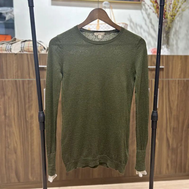 Burberry Burberry Green Wool Knit Long Sleeve Sweater Size S / US 4 / IT 40 - 1 Thumbnail