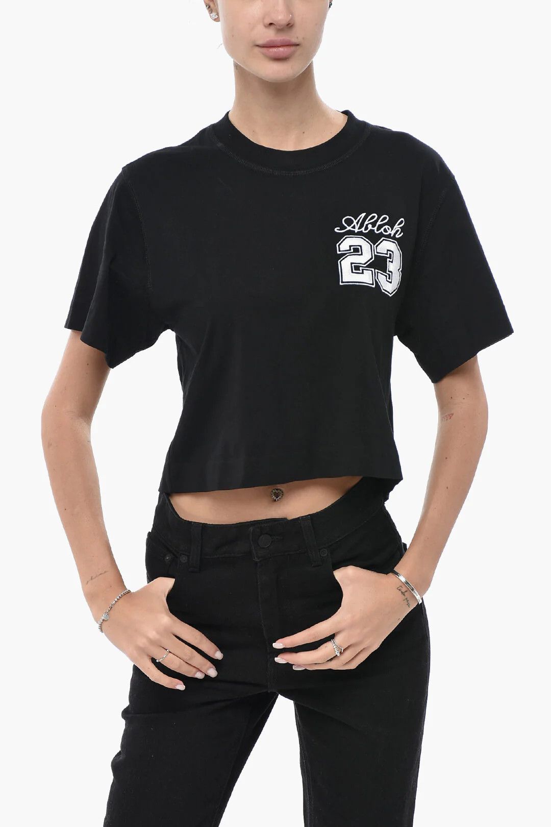 Off-White og1mm0426 Crop T-Shirtt in Black Size XS / US 0-2 / IT 36-38 - 1 Thumbnail