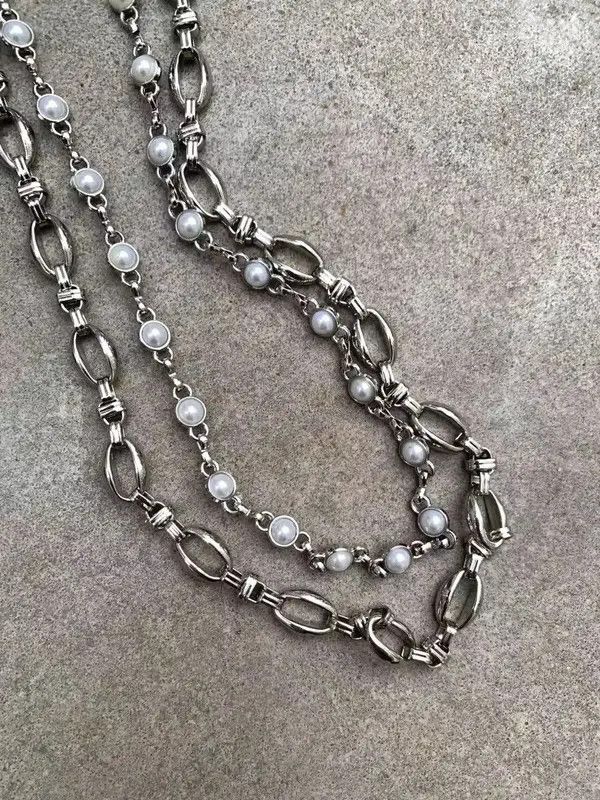 Other Retro Carving Flowers Metal Pearl Double Pant Chain Size ONE SIZE - 4 Thumbnail