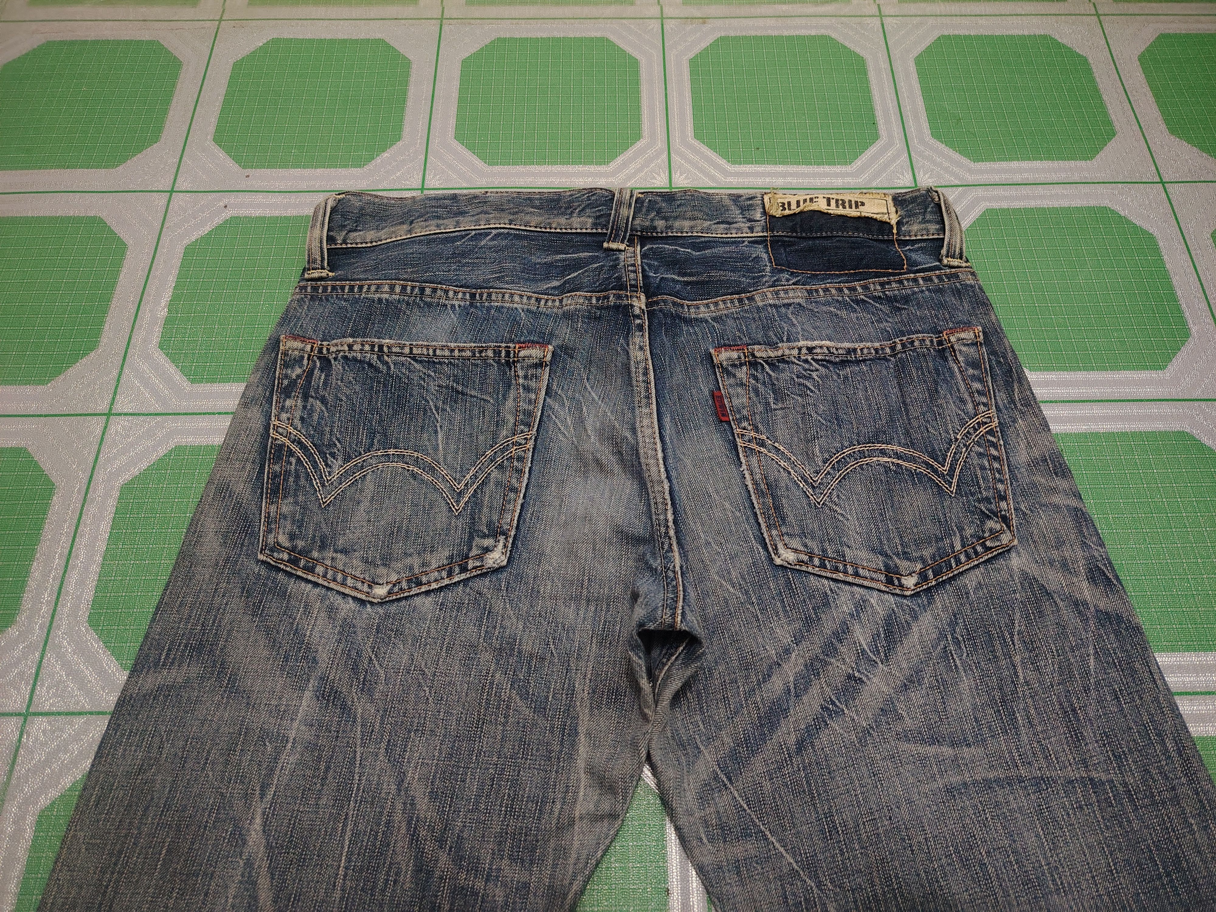 Who Decides War Japanese Edwin 503 Blue Trip Distressed Jeans Size US 34 / EU 50 - 13 Thumbnail