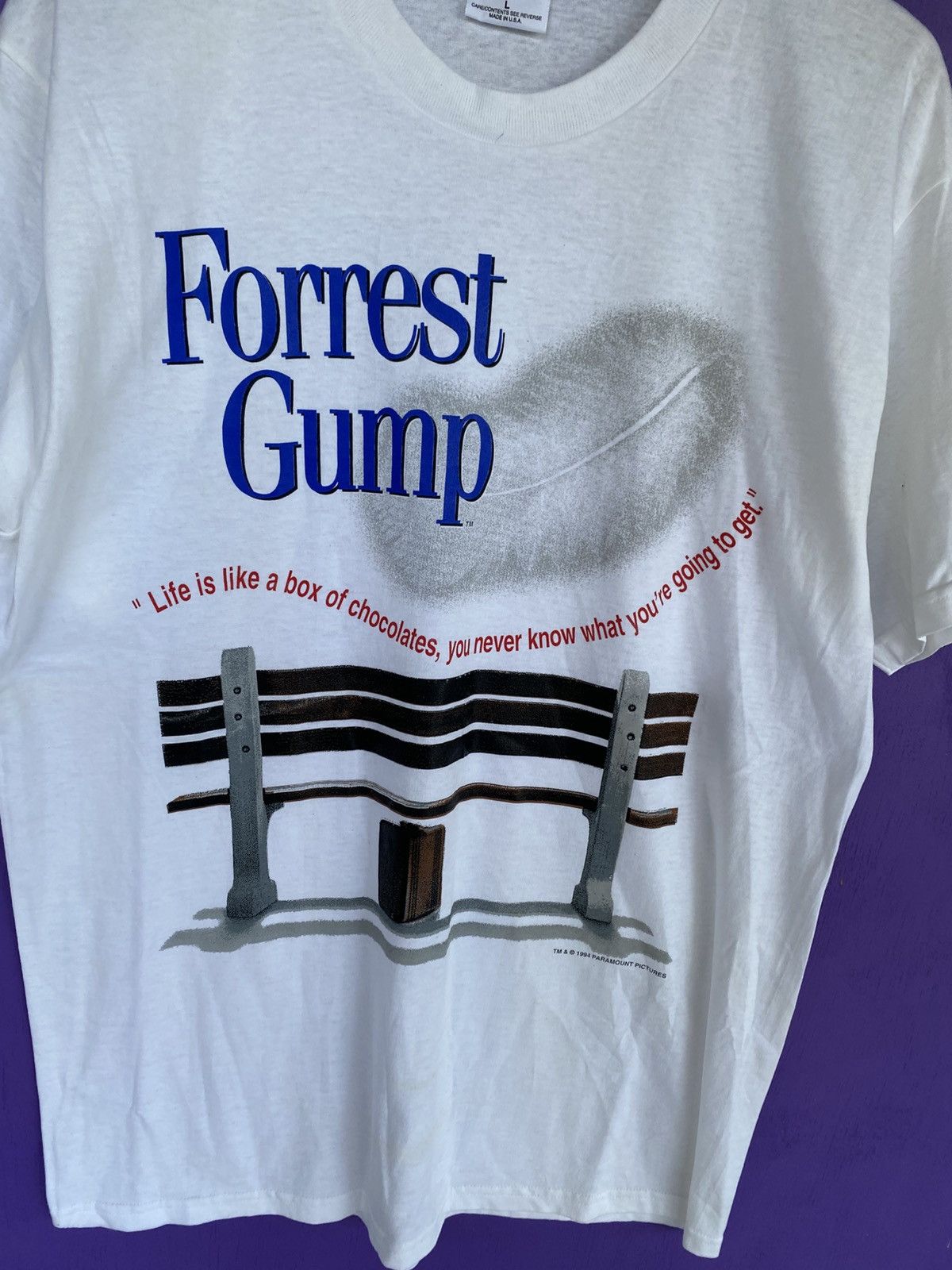 Other Vintage 1991 Forrest Gump bench movie promo t-shirt Size US L / EU 52-54 / 3 - 3 Thumbnail