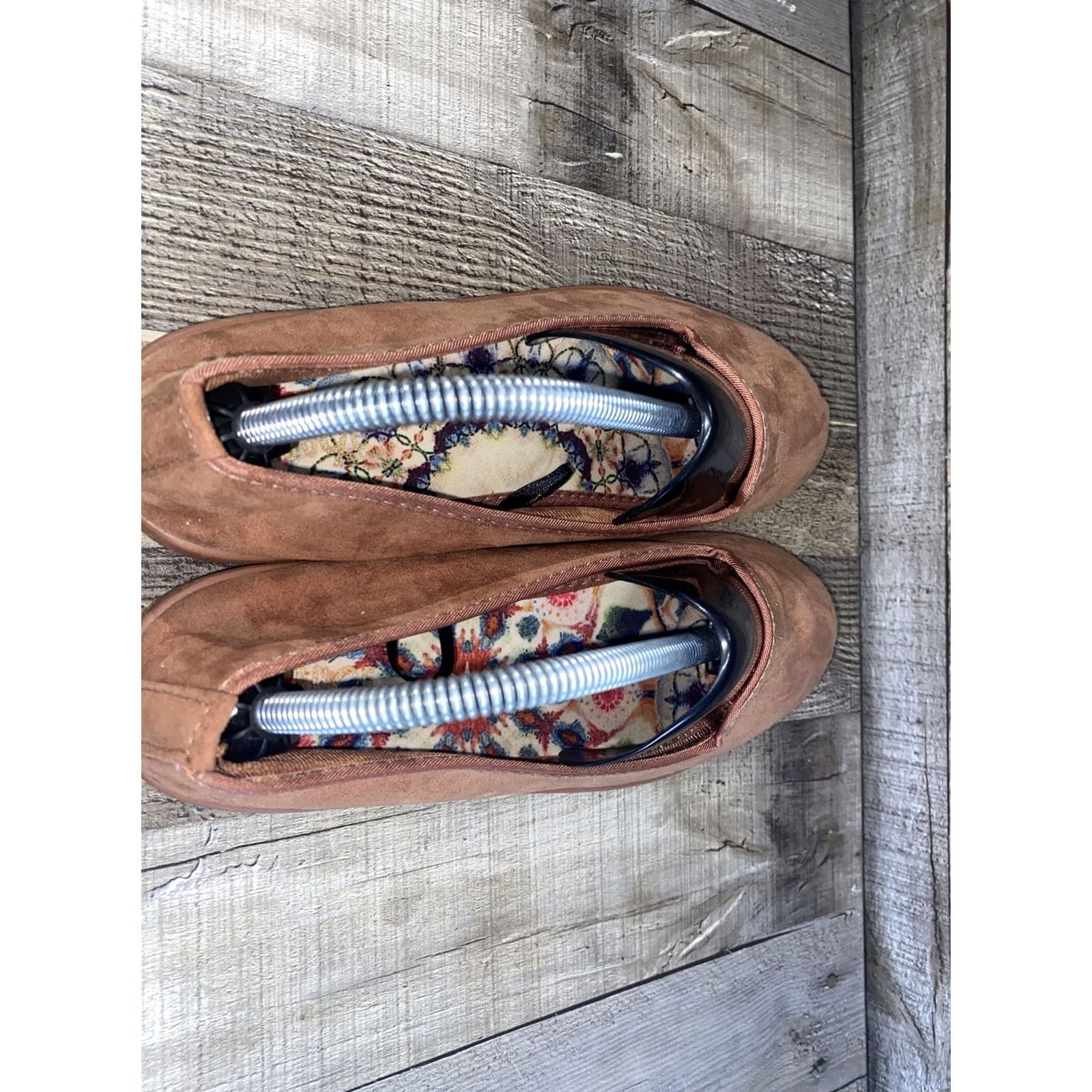 Vintage Rogue Women Flat Slip On Beige 8.5 80s 90s Neon Brick Suede Ballet Shoes Size US 9 / IT 39 - 5 Thumbnail