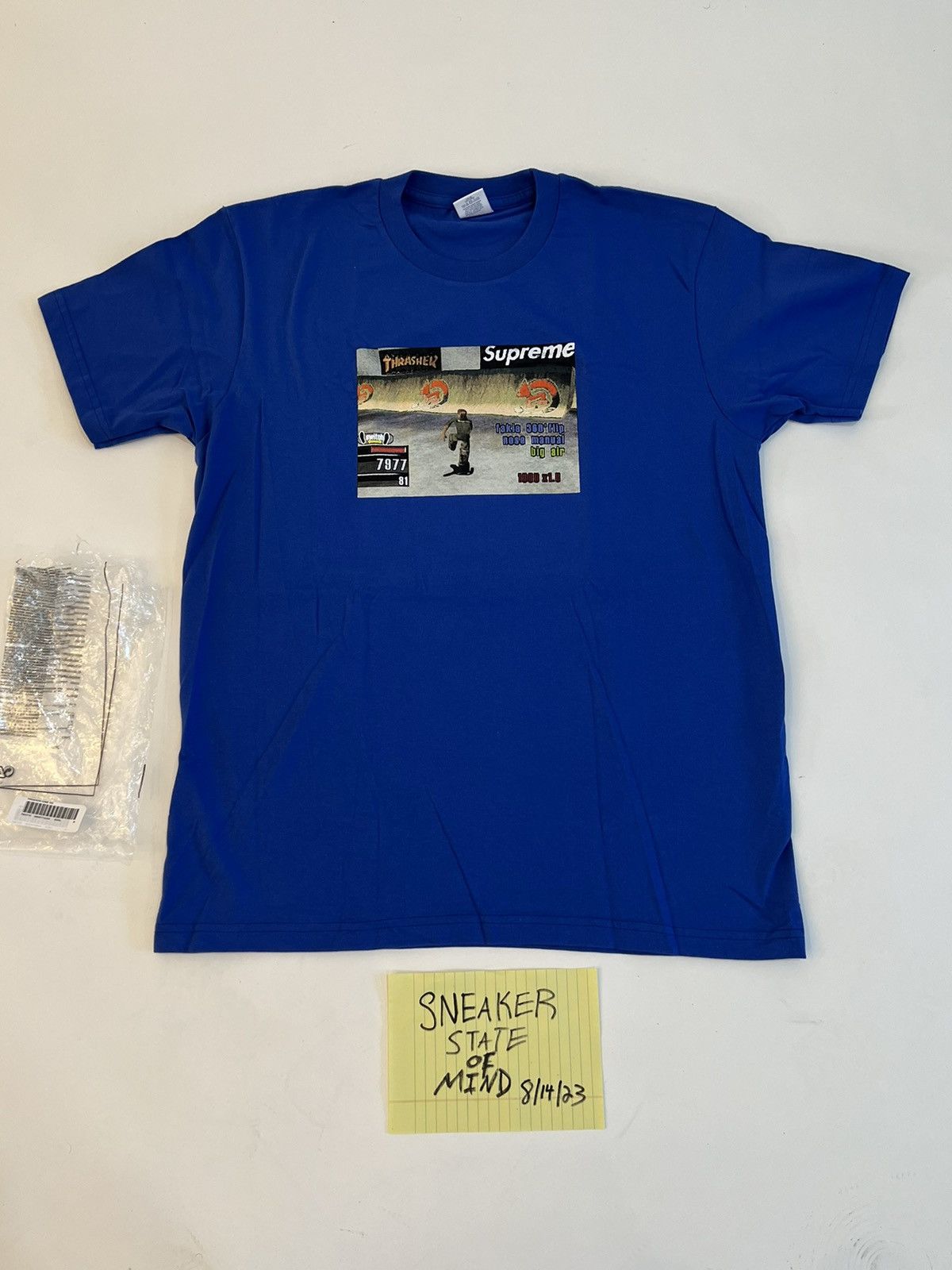 Supreme NEW SUPREME X THRASHER GAME TEE BLUE SIZE MEDIUM SHIP FAST