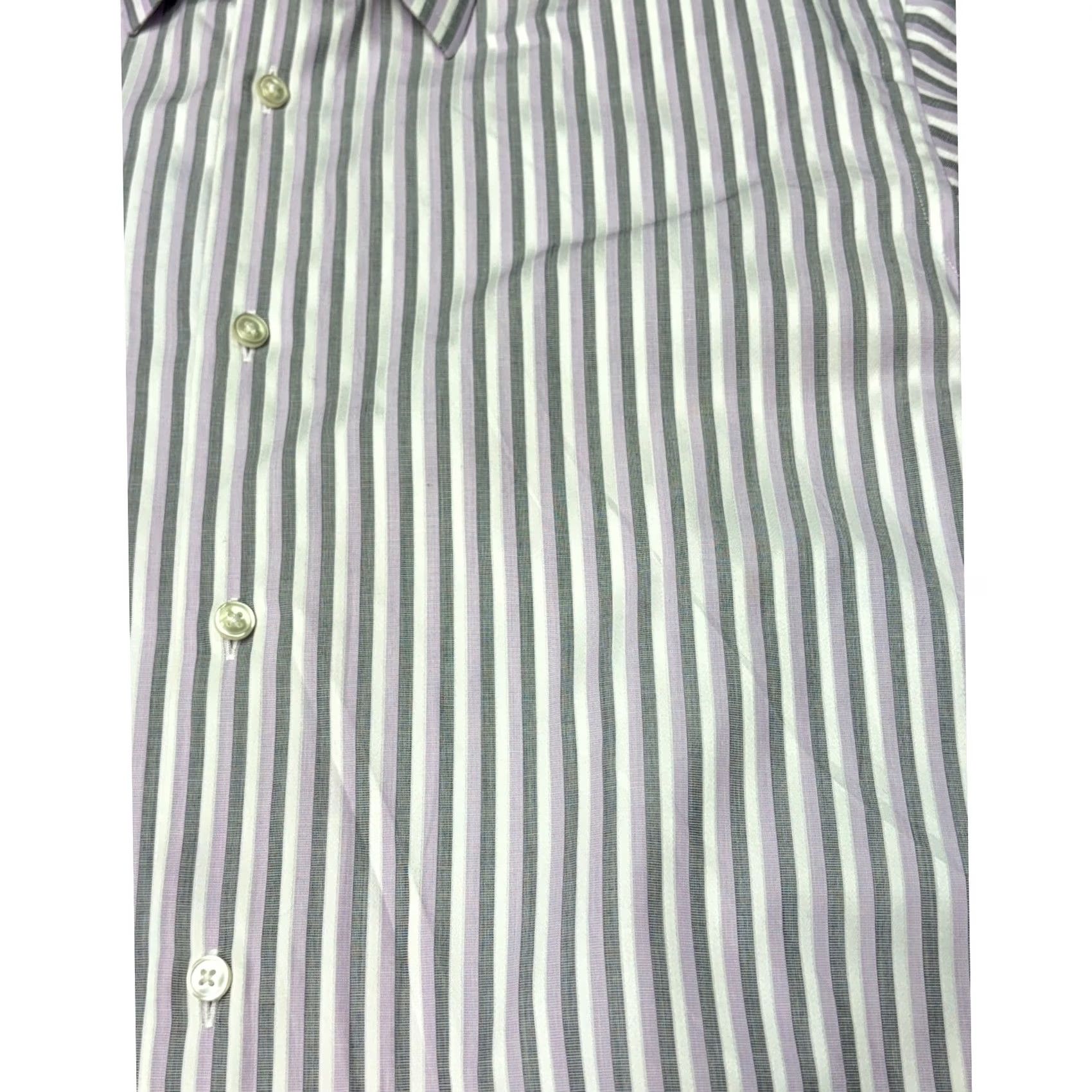 Hugo Boss BOSS Hugo Boss Dress Shirt Striped Regular Fit 16.5 42 Purple Men 100% Cotton Italian Fabric Long Sleeve Button Down Shirt Size 46R - 2 Thumbnail