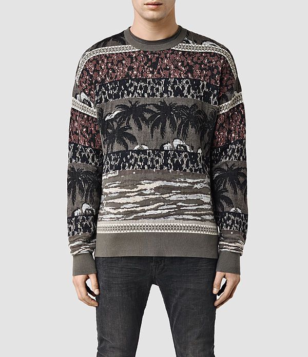 Allsaints All Saints Rattan Crew Fair Isle Palm Knit Sweater Men’s Size US L / EU 52-54 / 3 - 1 Thumbnail