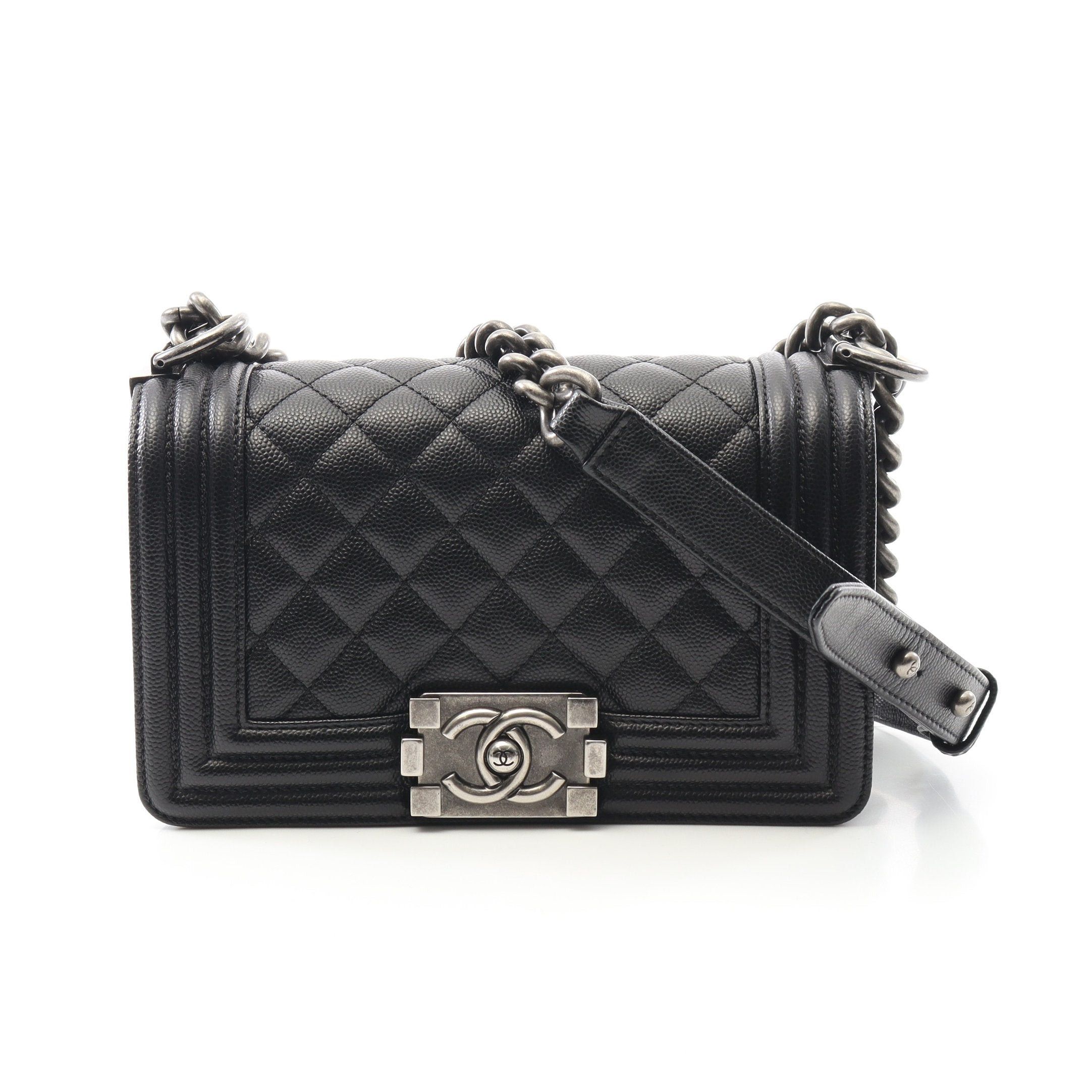 Chanel Chanel Boy Chanel Small Chain Shoulder Bag Caviar Skin Black Antique Silver Hardware Size ONE SIZE - 1 Thumbnail