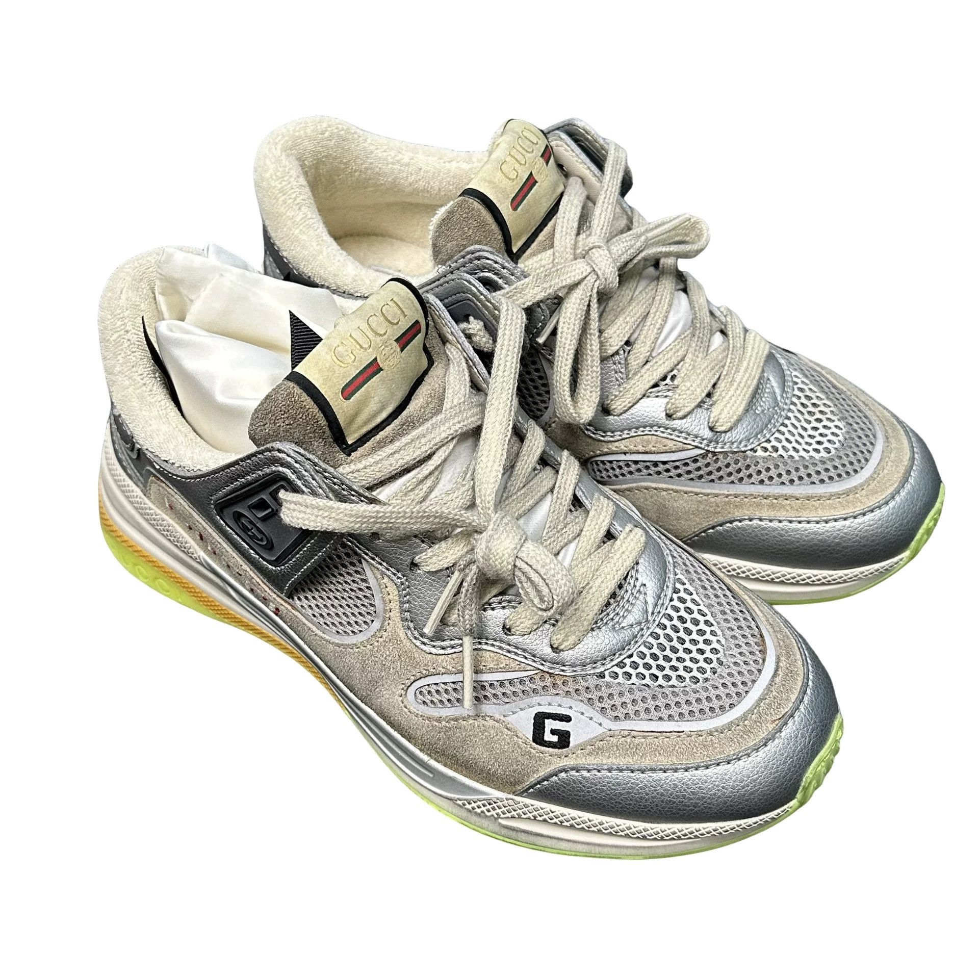 Gucci Gucci Silver Panelled Low-Top Sneakers 36.5 Size US 6.5 / IT 36.5 - 1 Thumbnail