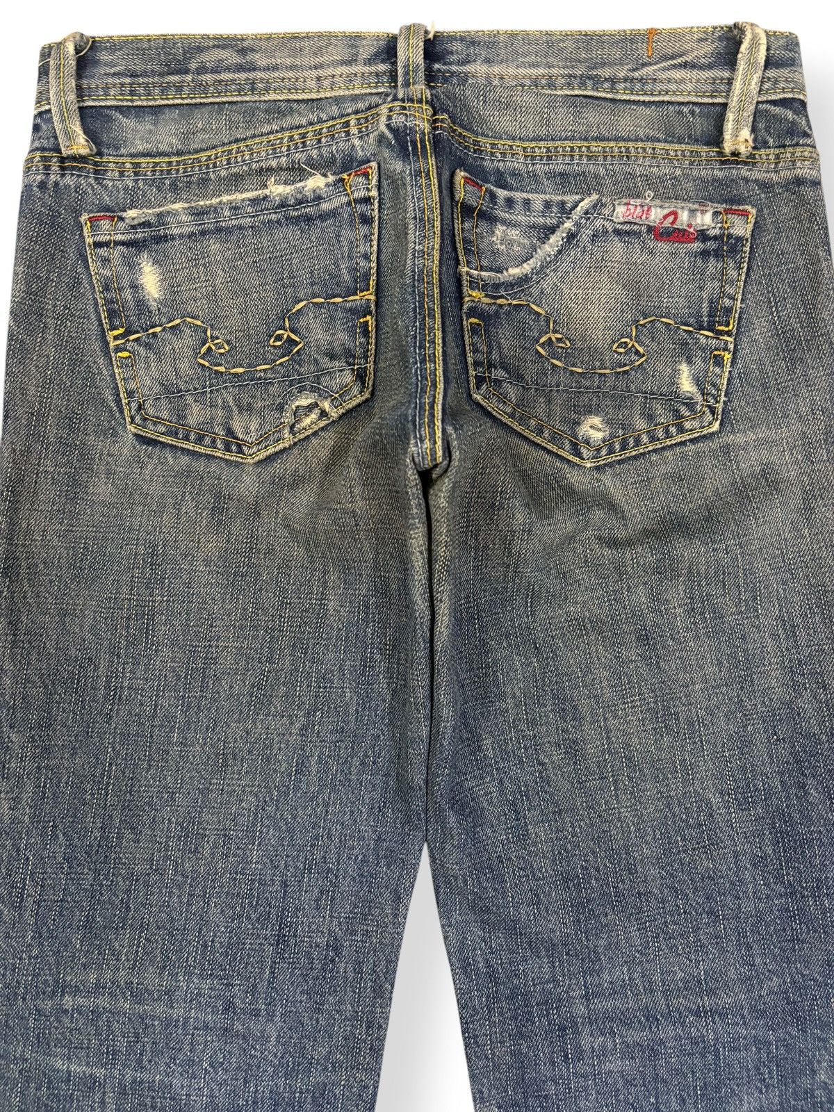 Vintage Vintage Y2K Blue Cult Midrise Flare Leg Mud Wash Jeans Size 28" / US 6 / IT 42 - 10 Thumbnail