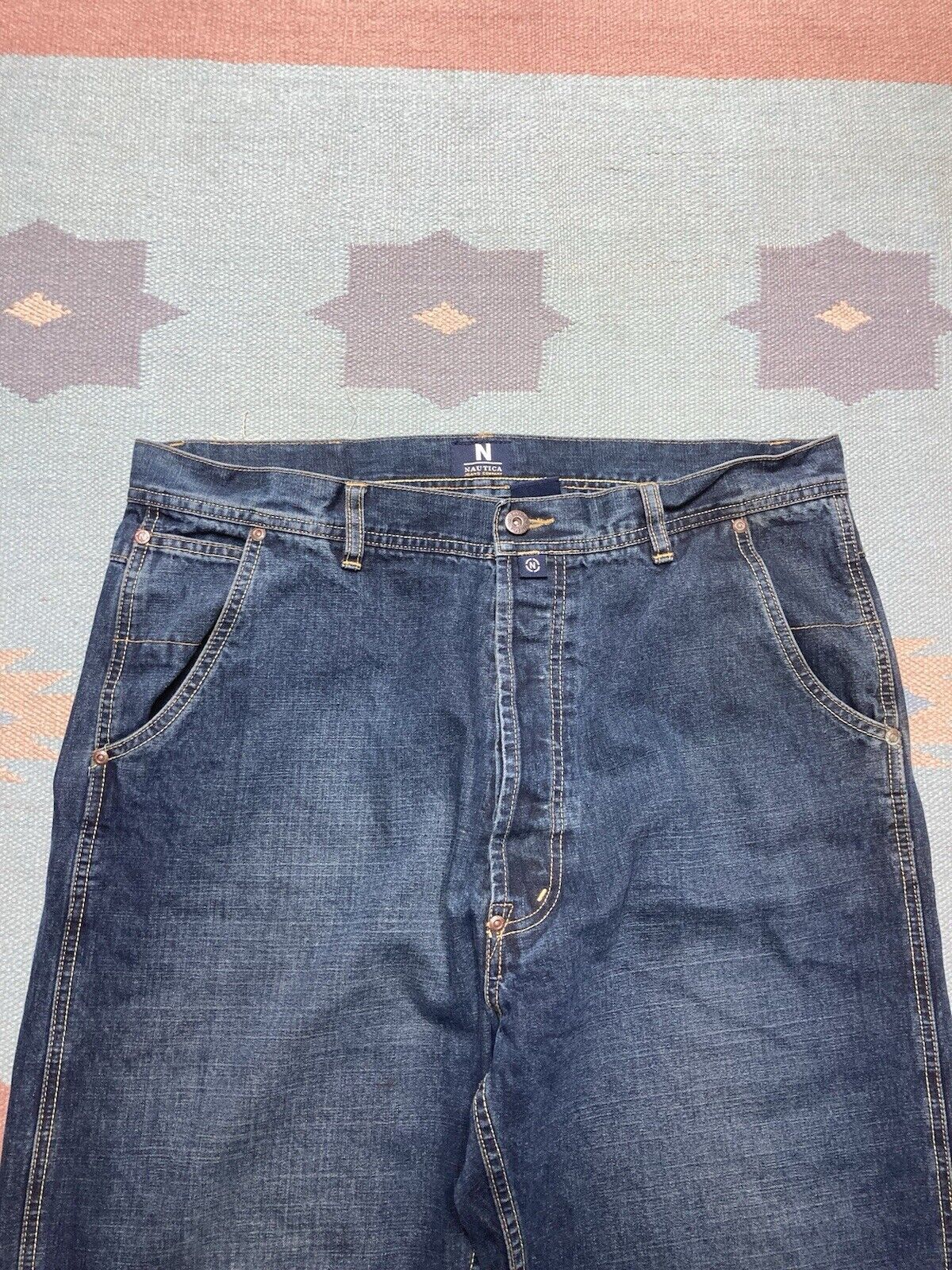 Nautica × Vintage y2k baggy jeans nautica skater button fly dark wash 38x30 Size US 38 / EU 54 - 5 Thumbnail