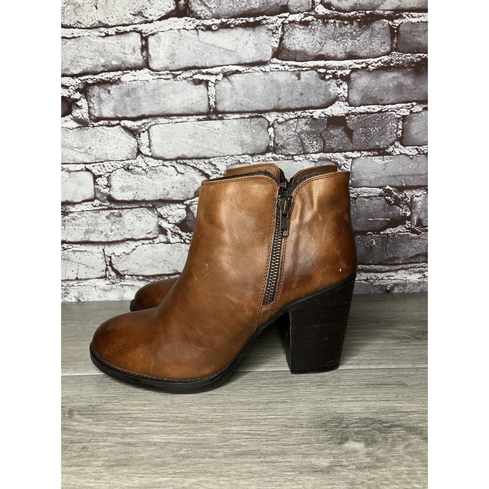 Anthropologie Krbonell Brown Ankle Double Sided Zipper Heeled Booties Boot Size US 9 / IT 39 - 15 Thumbnail