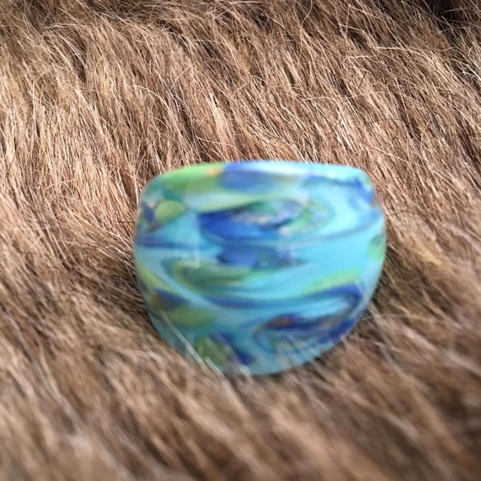 Handmade Handmade fused glass wide band ring Size ONE SIZE - 4 Thumbnail
